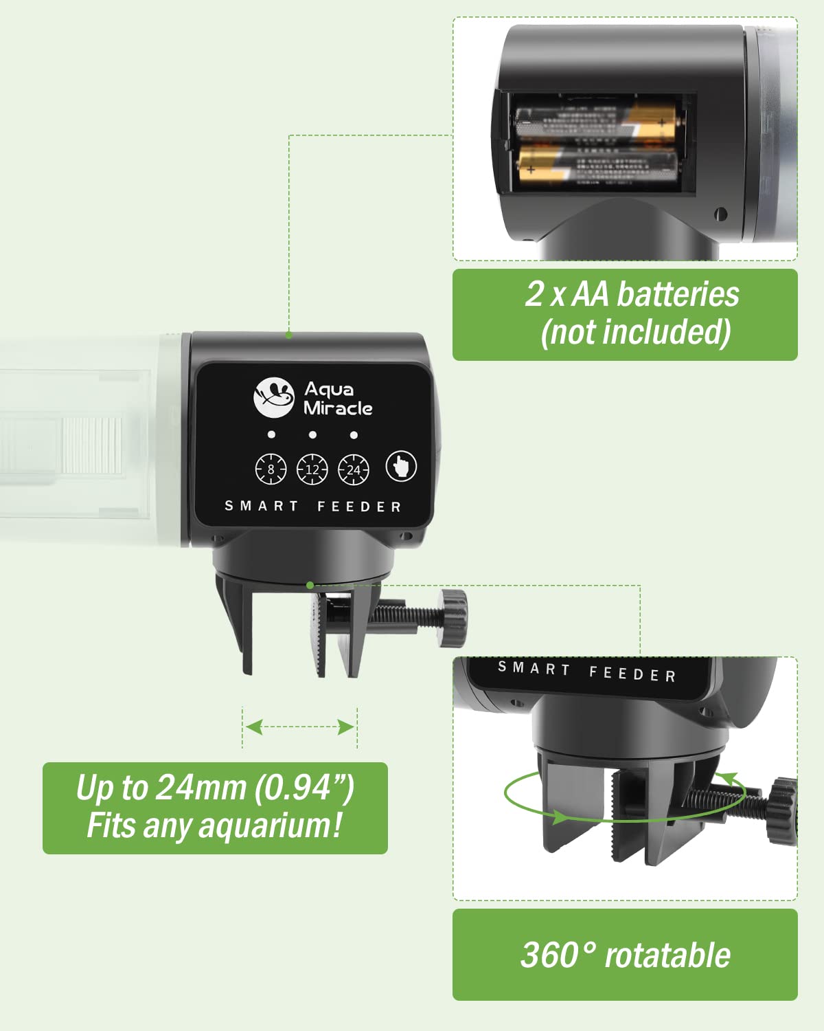 AquaMiracle Automatic Fish Feeder for Aquarium, Auto Fish Food Di - AquaMiracle Official Product View 5