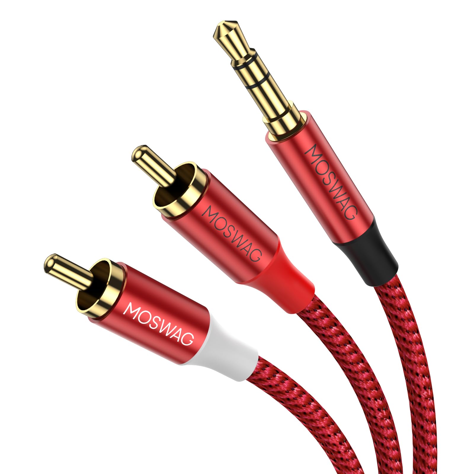 MOSWAG 3.5mm to RCA Cable Headphone to RCA Cable AUX to RCA Audio by MOSWAG - Angle View 9
