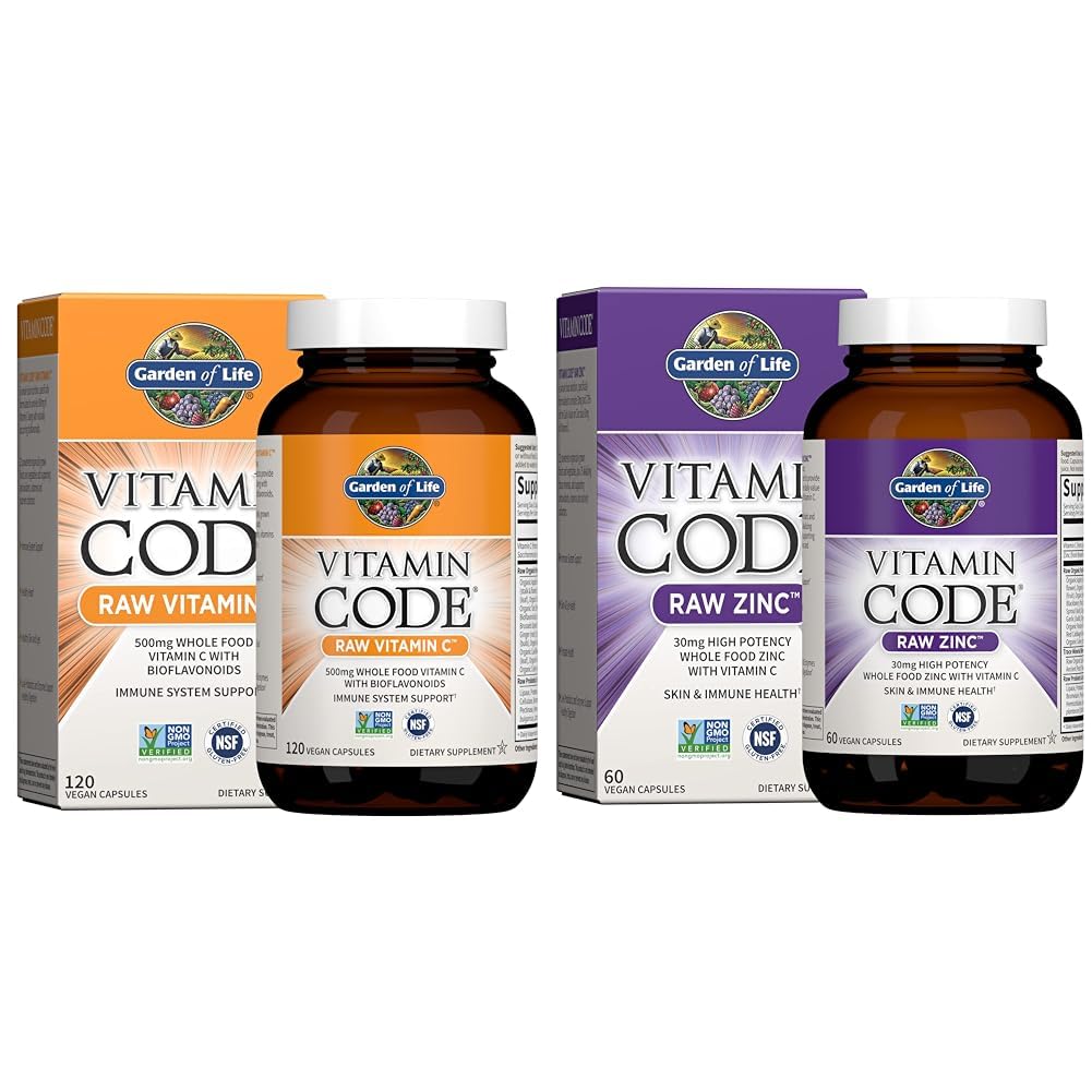 Garden of Life Zinc supplement bottle showing 30mg high potency raw zinc capsules, with label details visible.