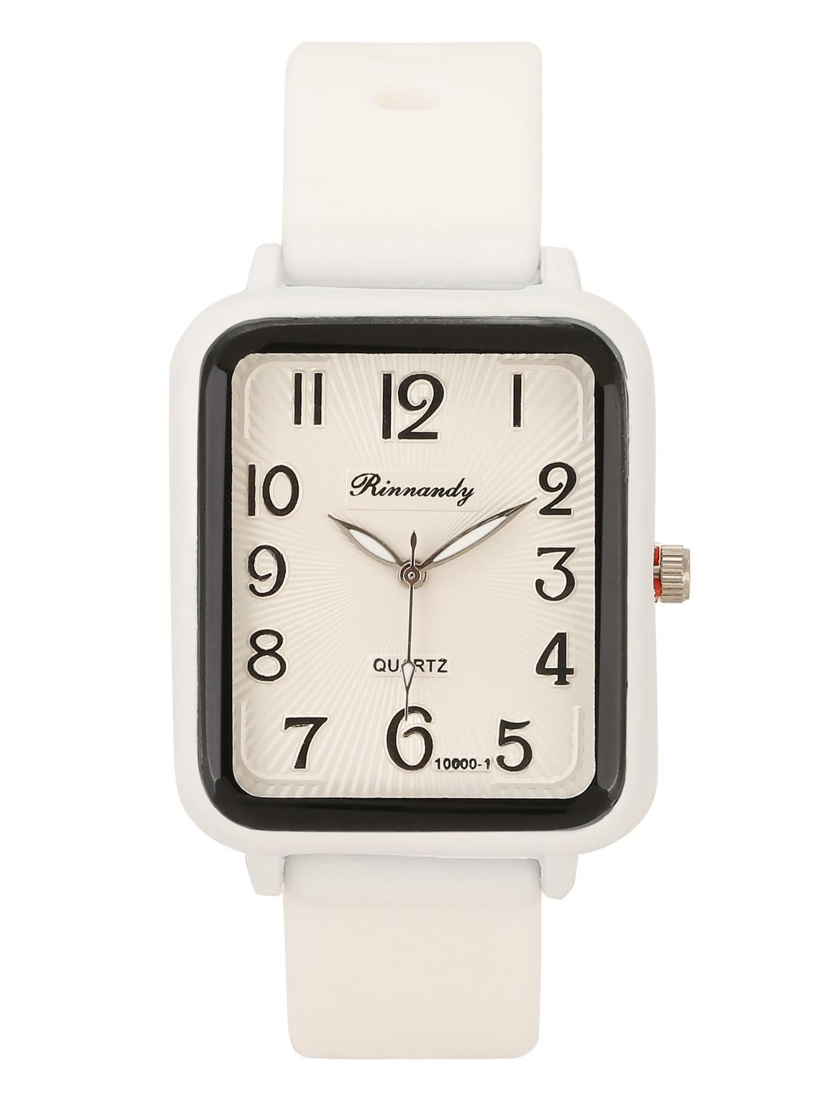 Square Arabic Numerals Analog Quartz Watch Silicone Strap Wrist - Product Imagery