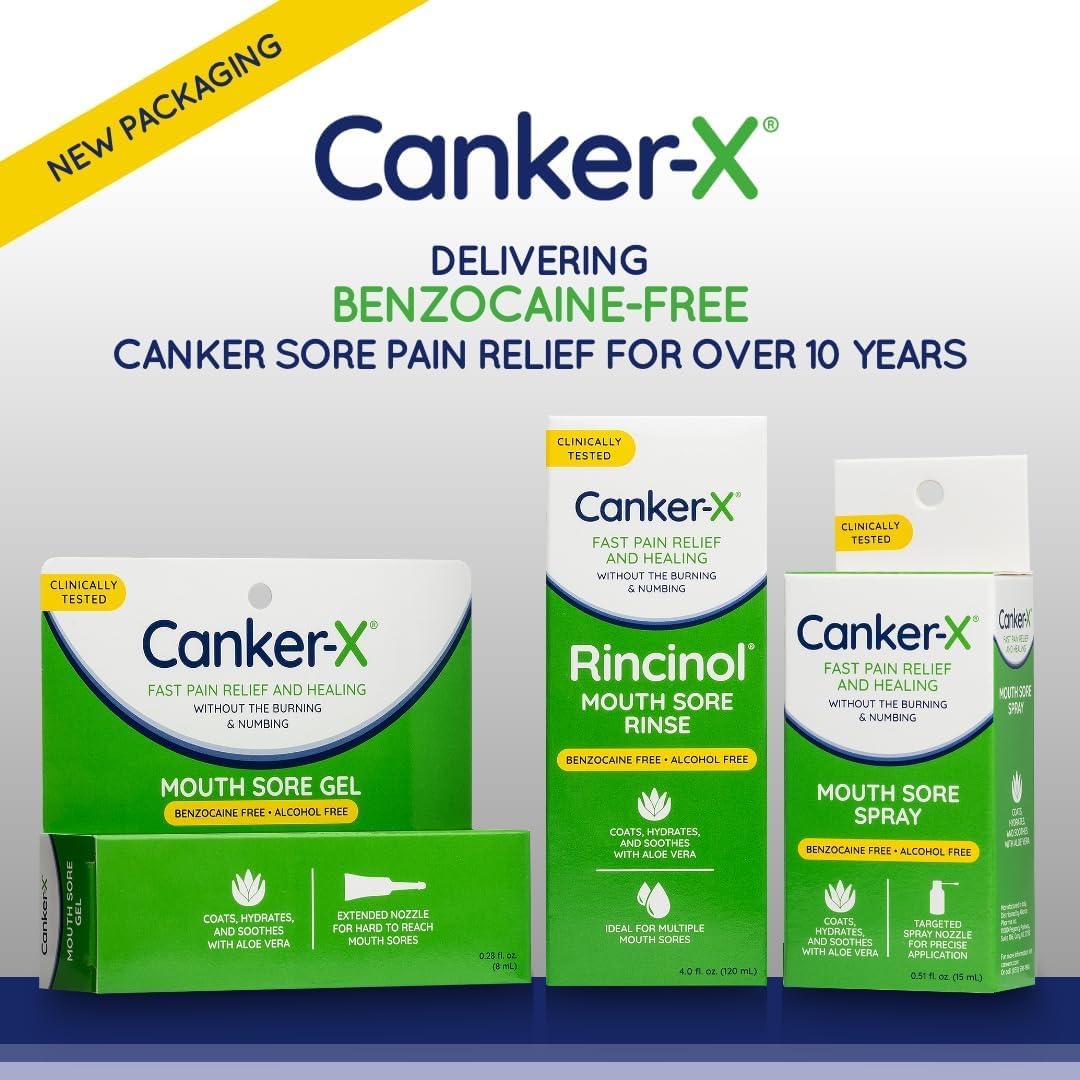 Canker-X Mouth Sore Gel | Benzocaine-Free Pain Relief 0.28 oz