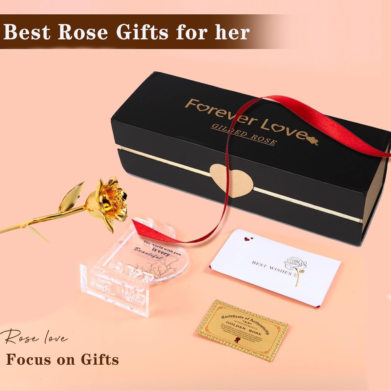 24K gold plated Rose flower by MNIEYU, genuine one-of-a-kind forever flower with gold-dipped petals and intricate details.