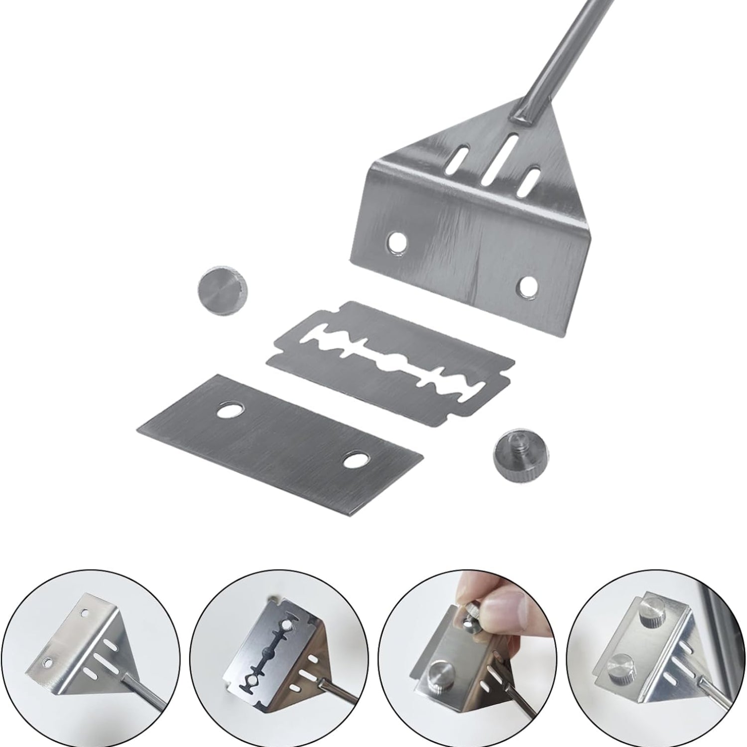 Kirecoo algae scraper for glass aquariums, 25.6-inch fish tank cleaner tool with a sturdy handle and scraper blade for algae removal.