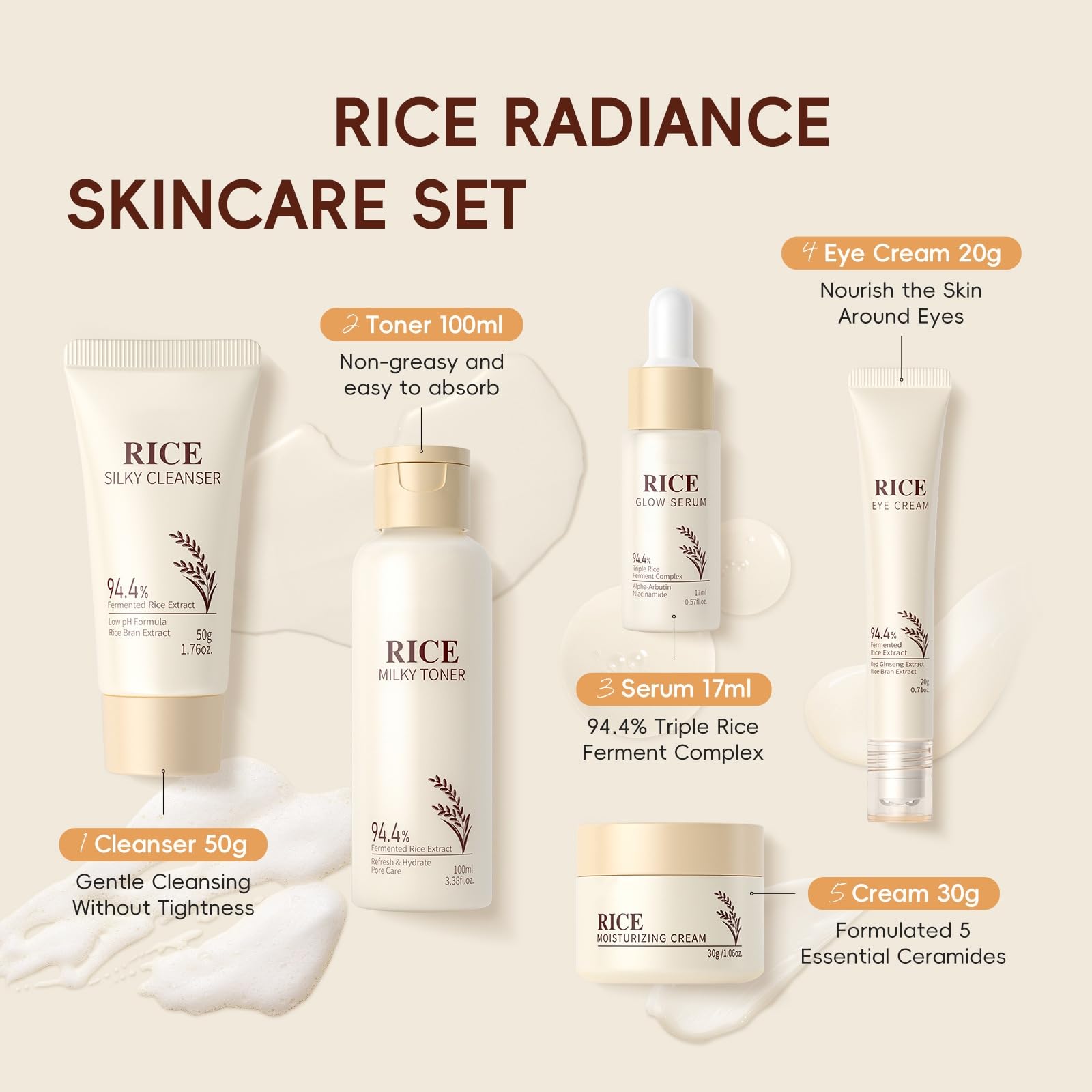 Moisturizing Korean Rice Skin Care Set Radiance Skincare 5 - New Cover Official Imagery - 6