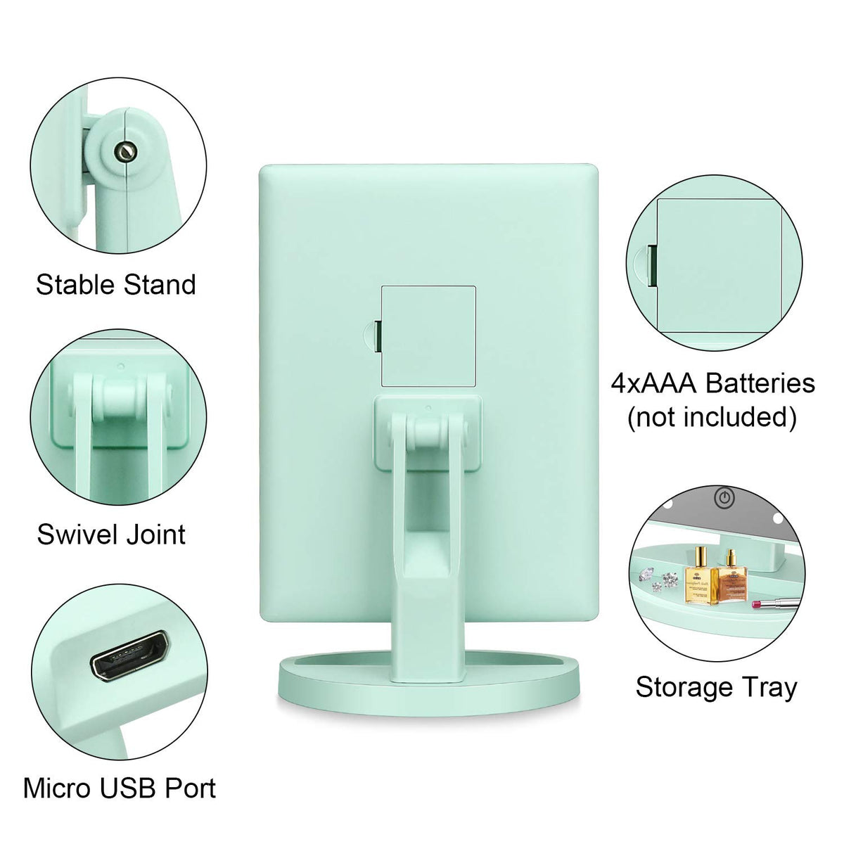 Tri Fold Lighted Vanity Tabletop Mount Mirror with 21 LED - deweisn Official Imagery - 4