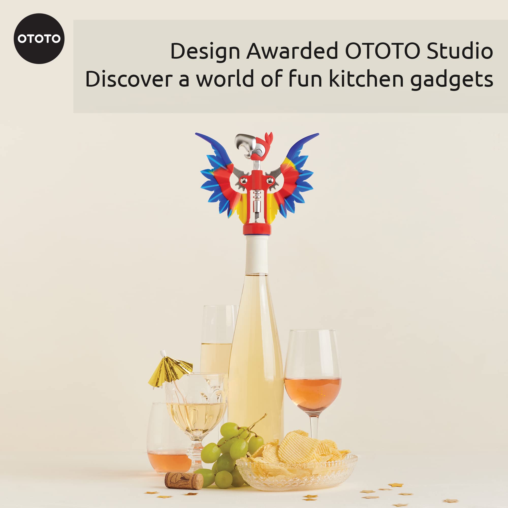 OTOTO Pinot Wine Bottle Opener - Parrot Wing Corkscrews for Gifts, Bot - View 7