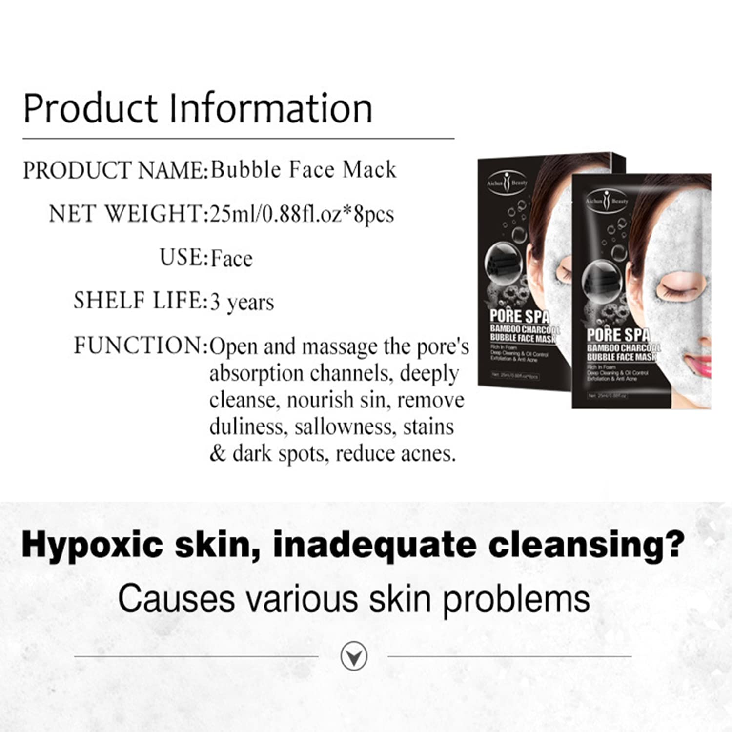 AICHUN BEAUTY Pore Spa Bamboo Charcoal Bubble Face Mask Deep - AICHUN BEAUTY