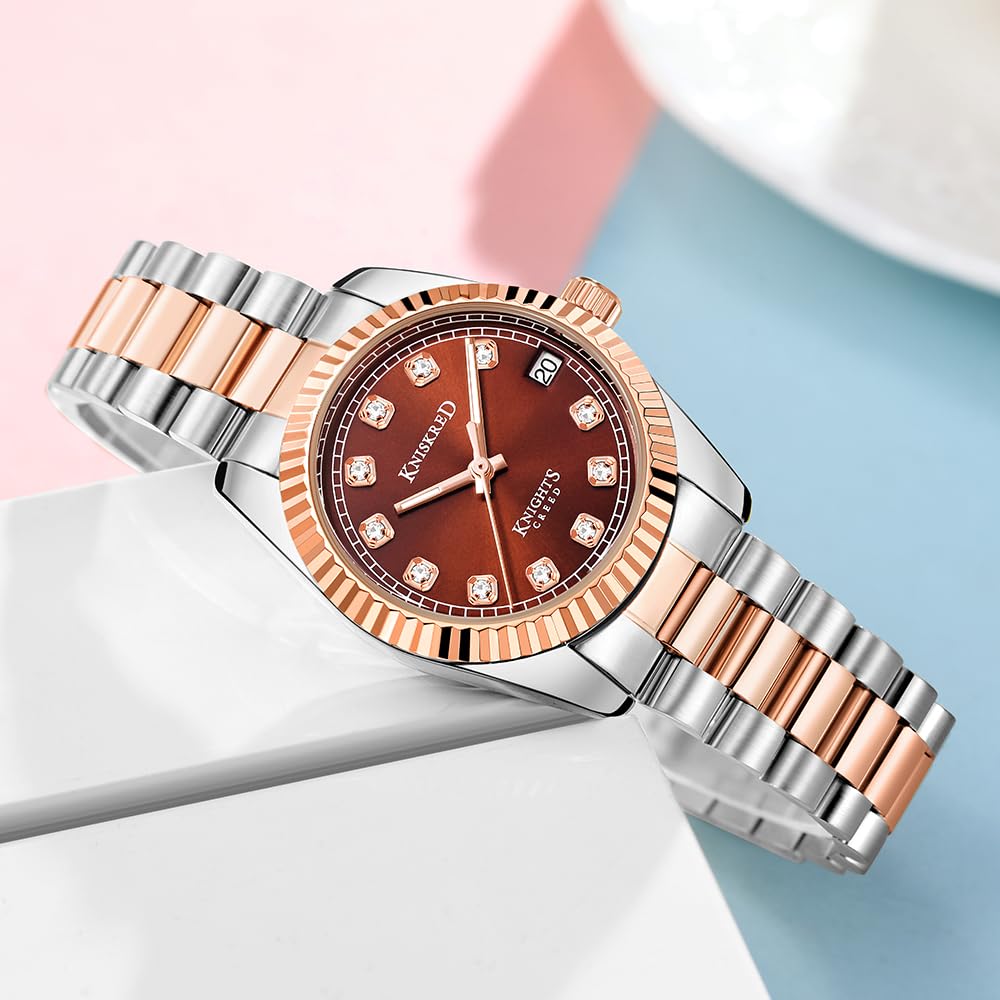Classic Dress Watch for Women Crystal Accented Dial - KNISKRED Official Imagery - 5