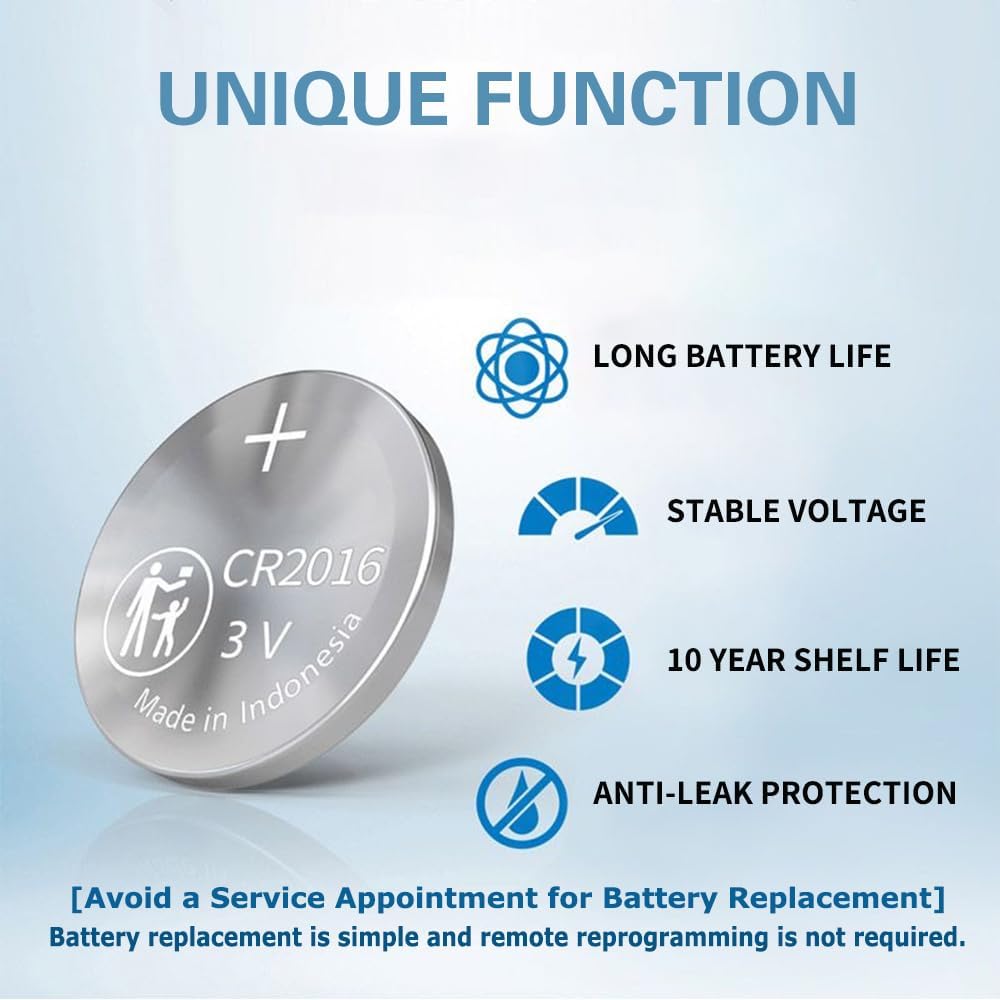 Pair of IYUKETROR CR2016 batteries for Toyota traditional key fobs, replacement batteries for remote key fob.