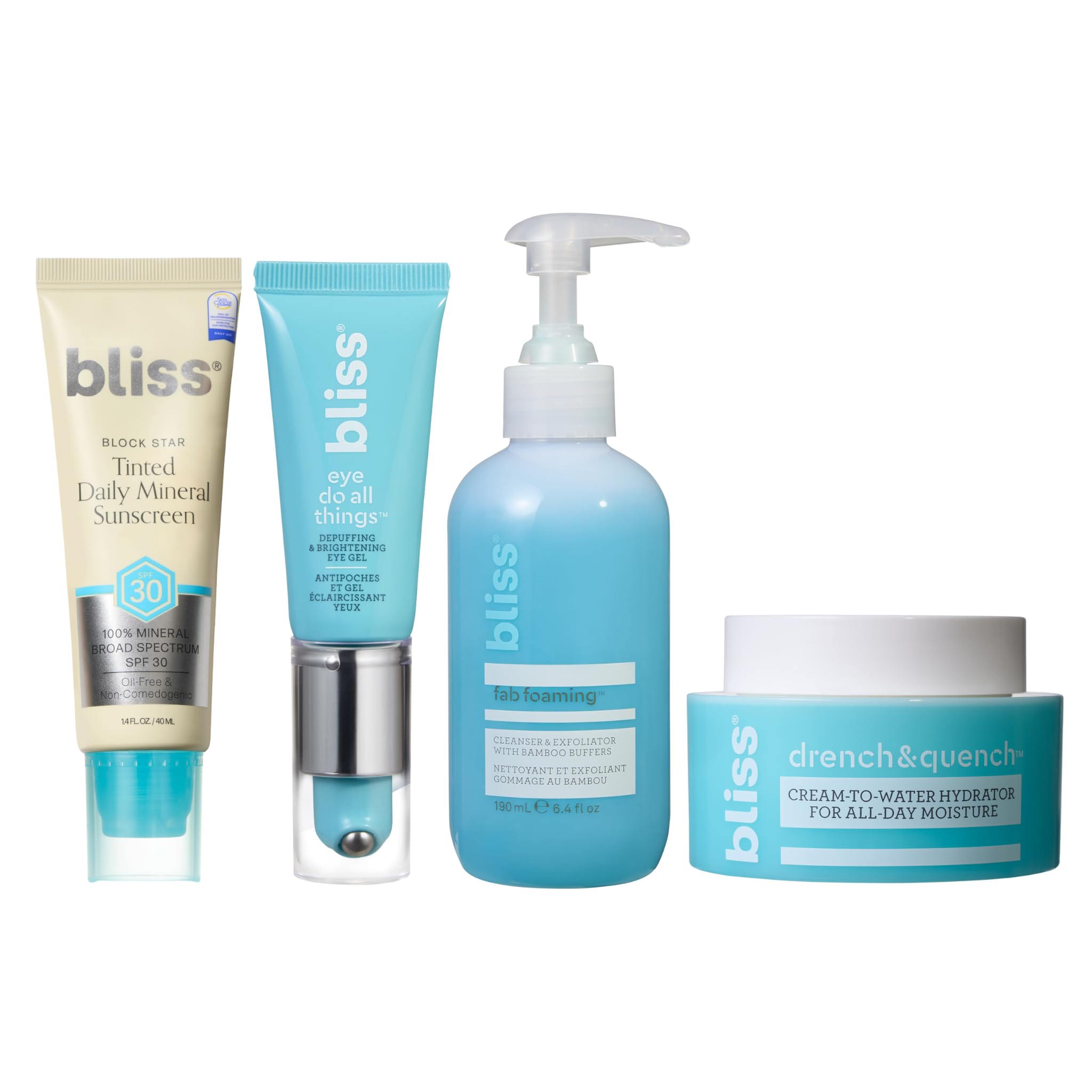 Bliss Skin Starter Kit 4pc Set: Fab Foaming Exfoliating Cleanser, Dren - View 2