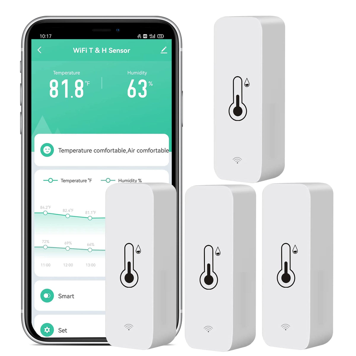 4 Pack WiFi Temperature Humidity Sensor Wireless Temperature - SENCKIT Official Imagery - 2