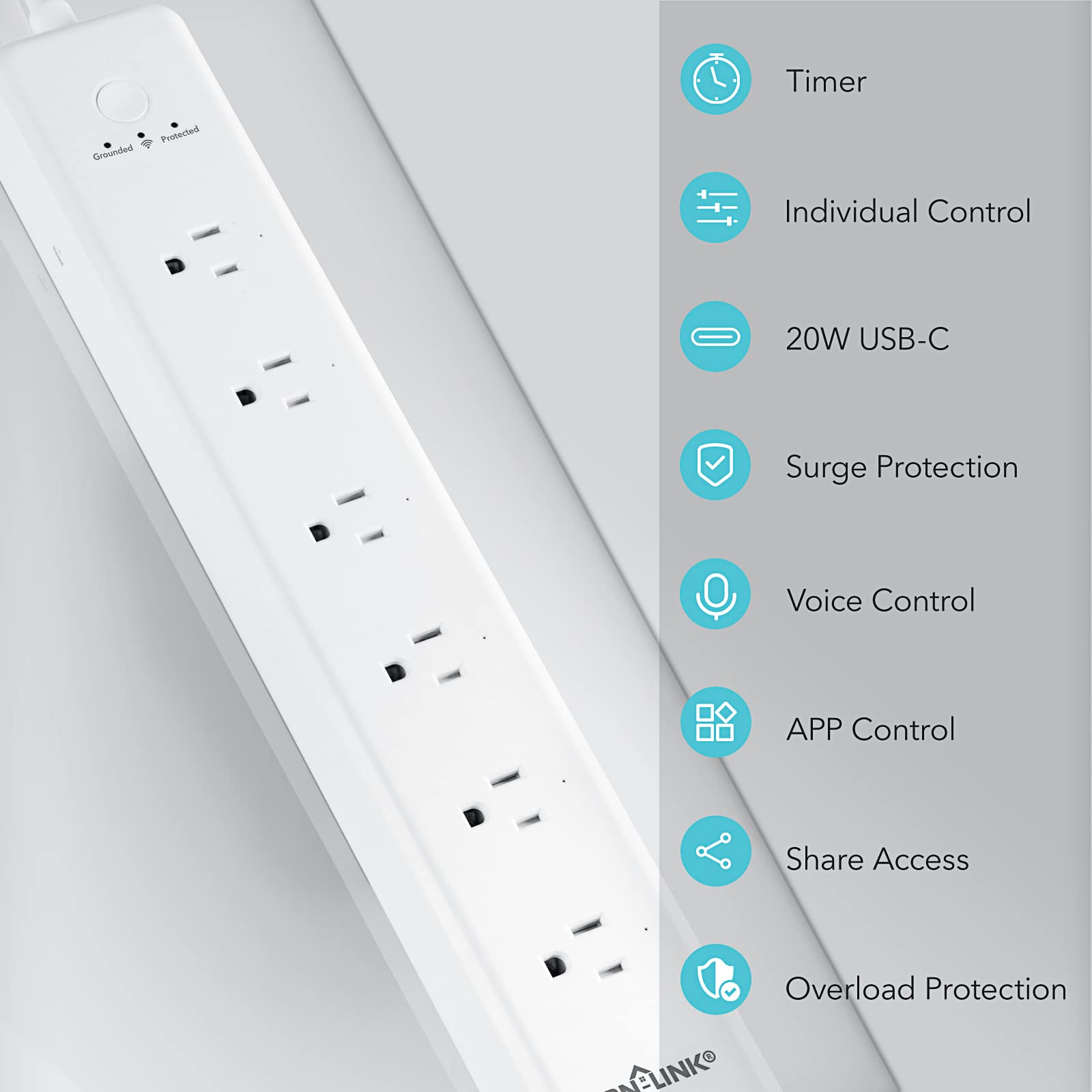 BN LINK Smart Plug Power Strip Surge Protector with 6 - BN-LINK Official Imagery - 4