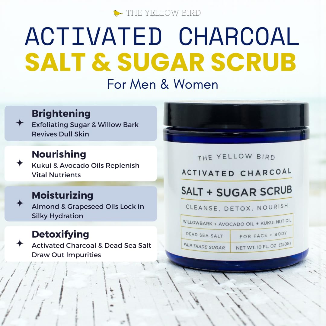 The Yellow Bird Activated Charcoal Face & Body Scrub – Natural Deep Cleansing - The Yellow Bird Official Product View 3
