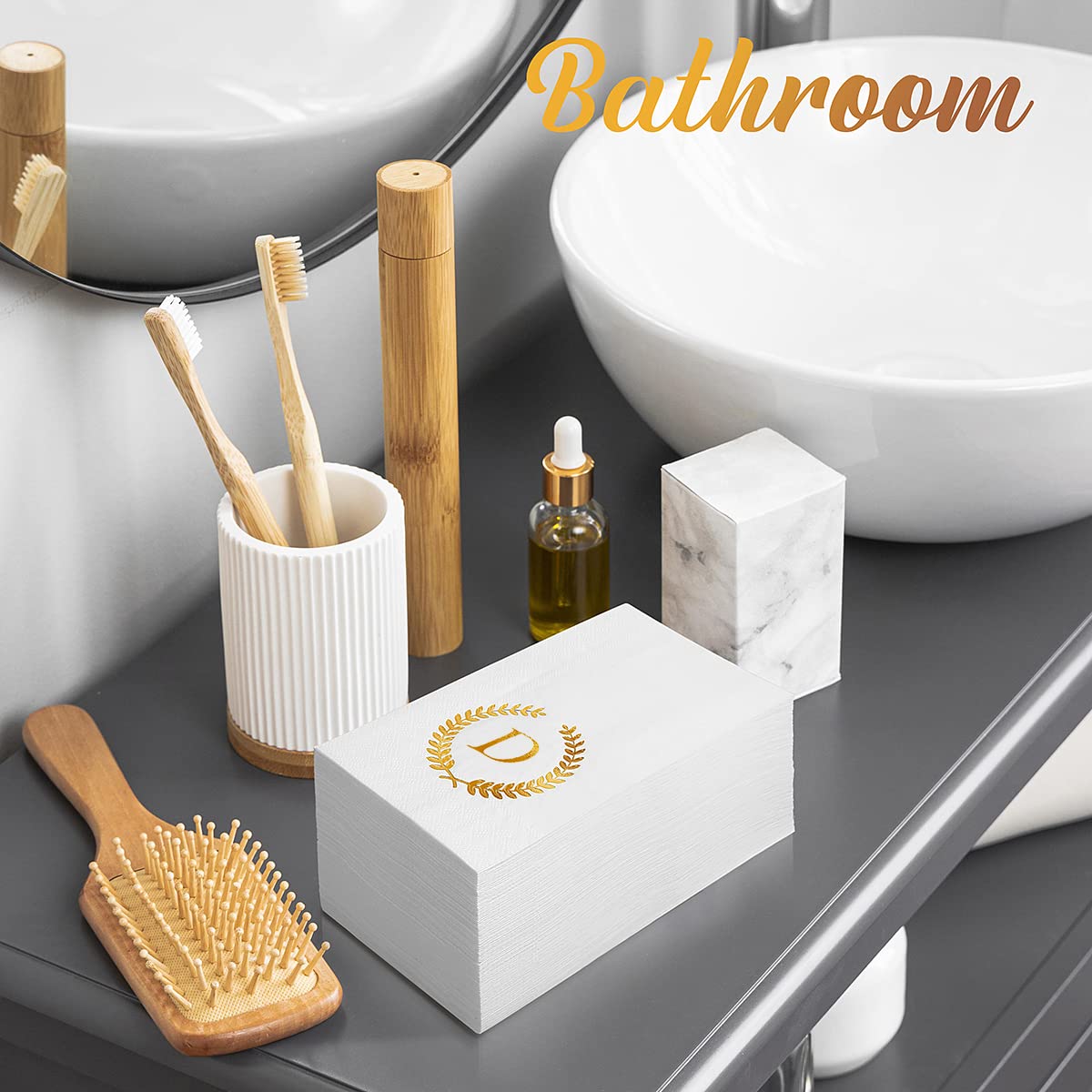 200 Pack Monogrammed Disposable Napkins Gold Foil Letter D - Datyiiha Official Imagery - 7