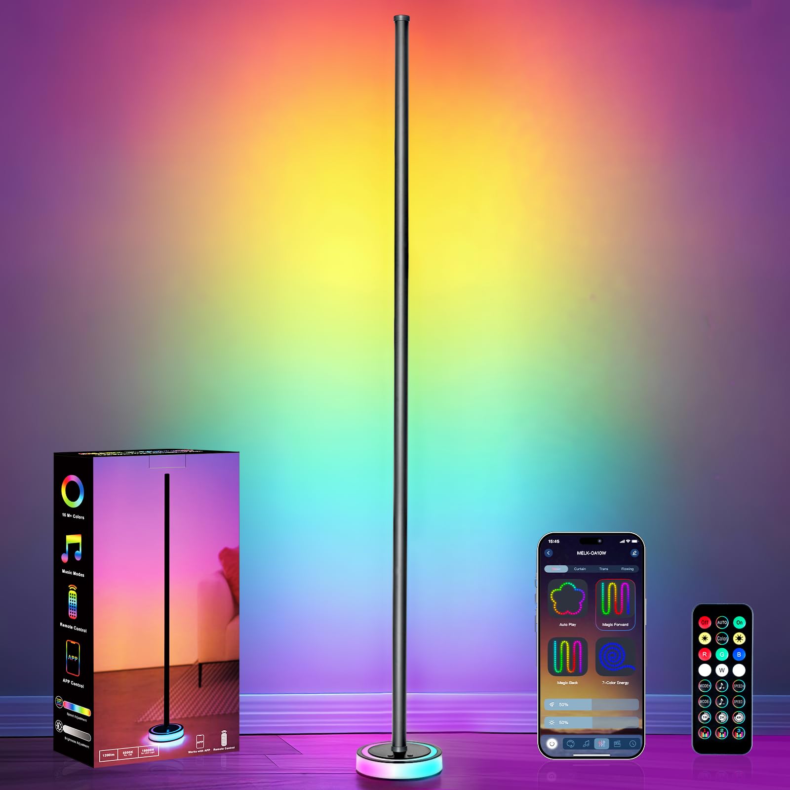 BRINGUX Smart Corner Floor Lamp, RGBICW LED Standing Lamp with App Control, 16 M - BRINGUX Official Product View 1