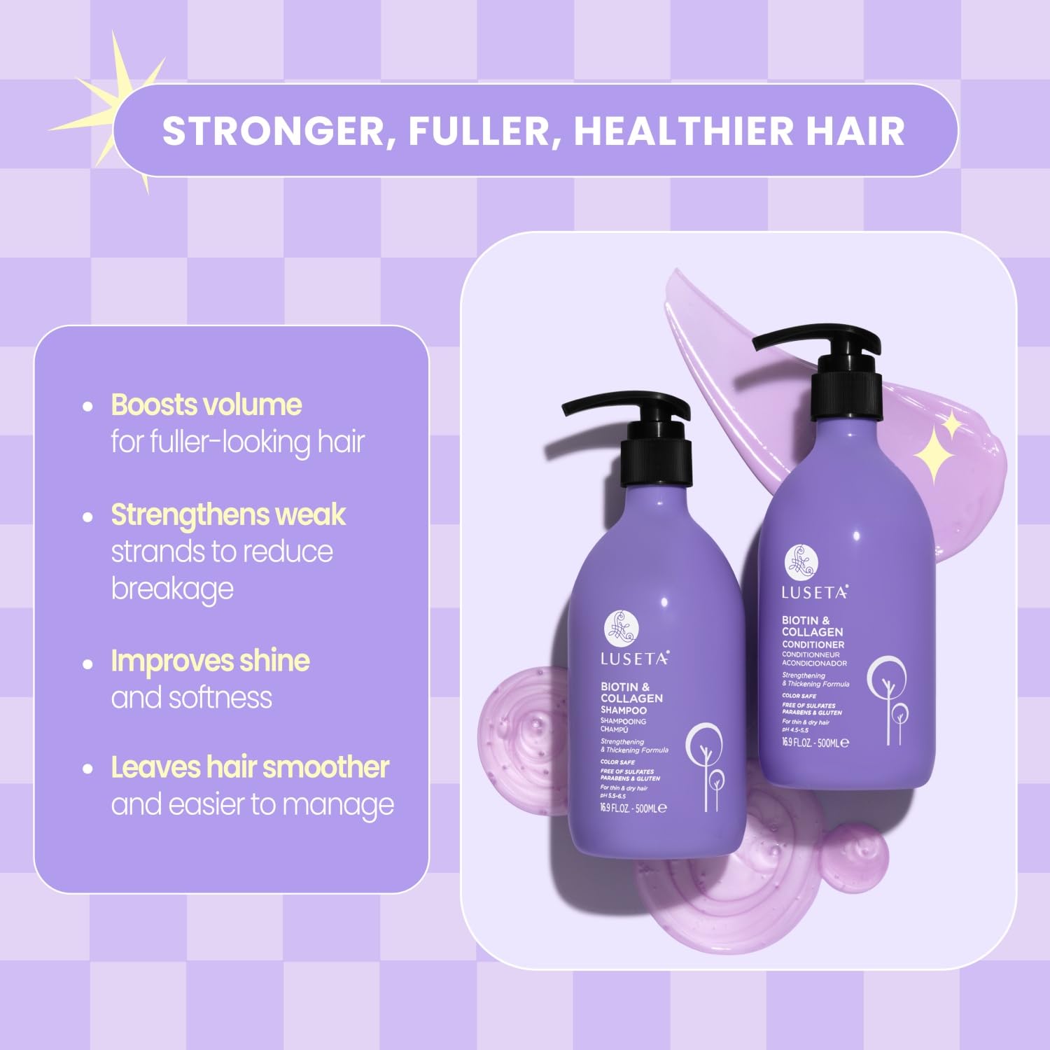 L LUSETA Luseta Biotin & Collagen Shampoo and Conditioner Set for Thinning Hair - L LUSETA Official Product View 4