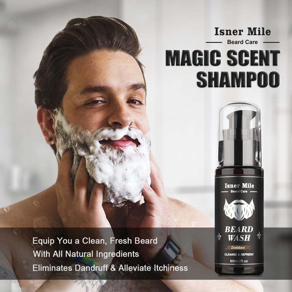 Beard Kit Birthday Gifts for Men Grooming Care w Wash Brush - Comfy Mate Official Imagery - 5