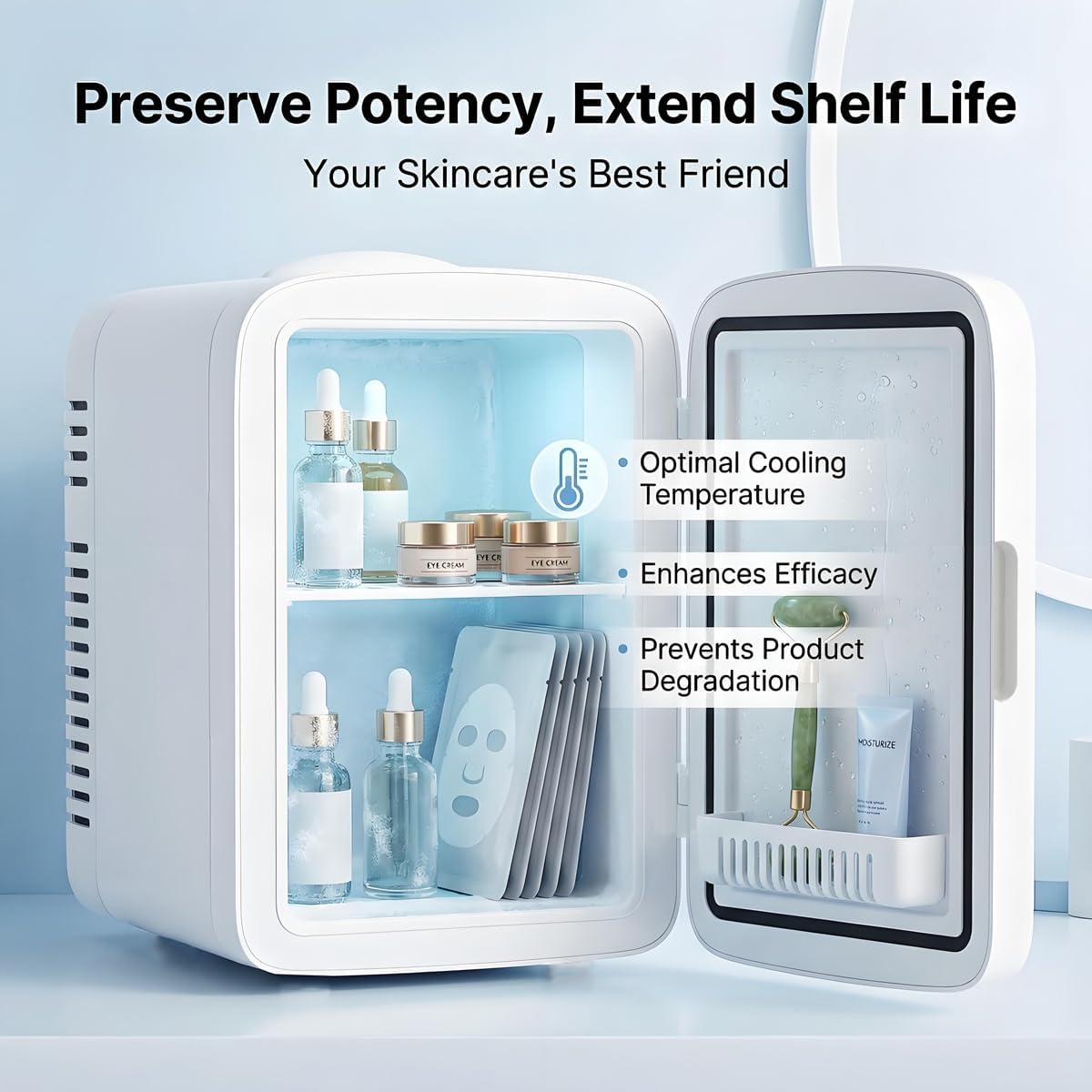Lispin 4L Compact Personal Fridge with Adjustable LED Mirror - Lispin Official Imagery - 4