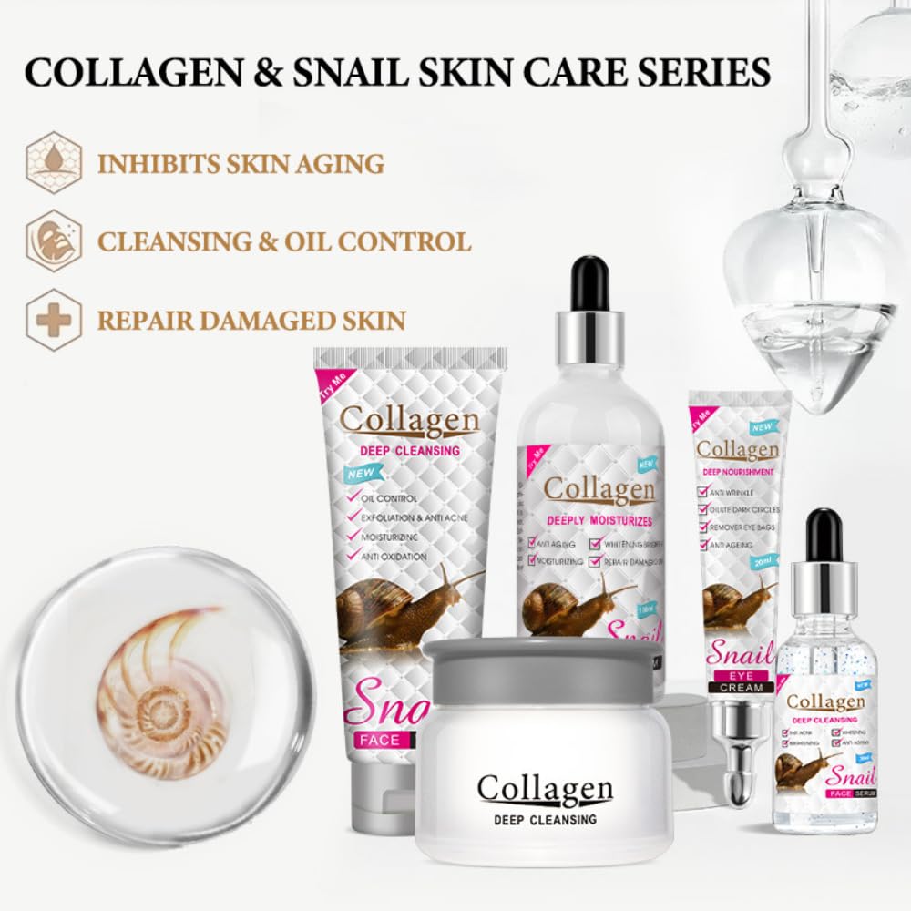 DISAAR BEAUTY Collagen Snail Skin Care Set 5pcs Wash Serum - DISAAR Beauty Official Imagery - 2