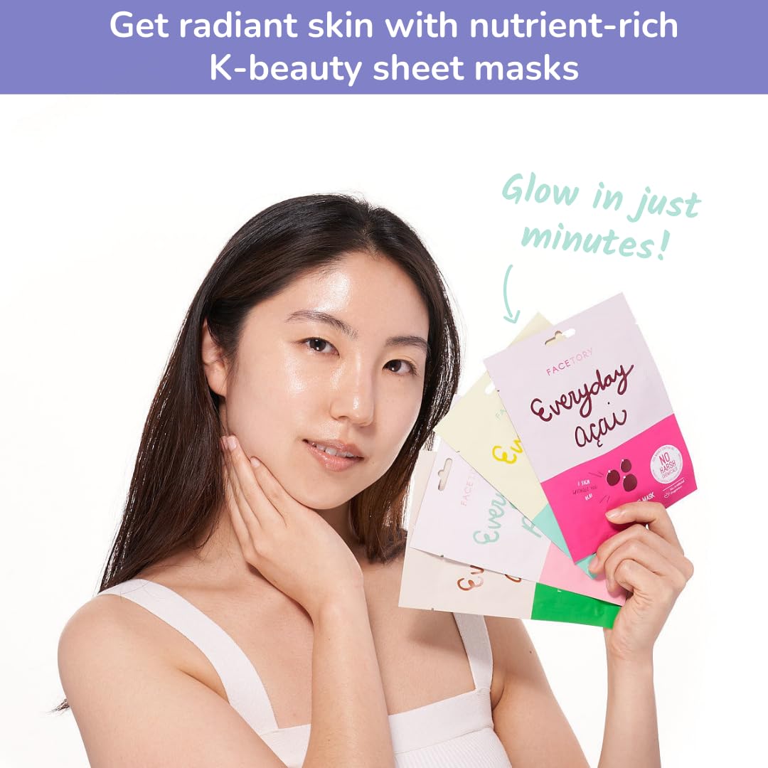 FACETORY Everyday 8 Korean Face Mask Variety Pack Hydrate - FACETORY Official Product Imagery - 3
