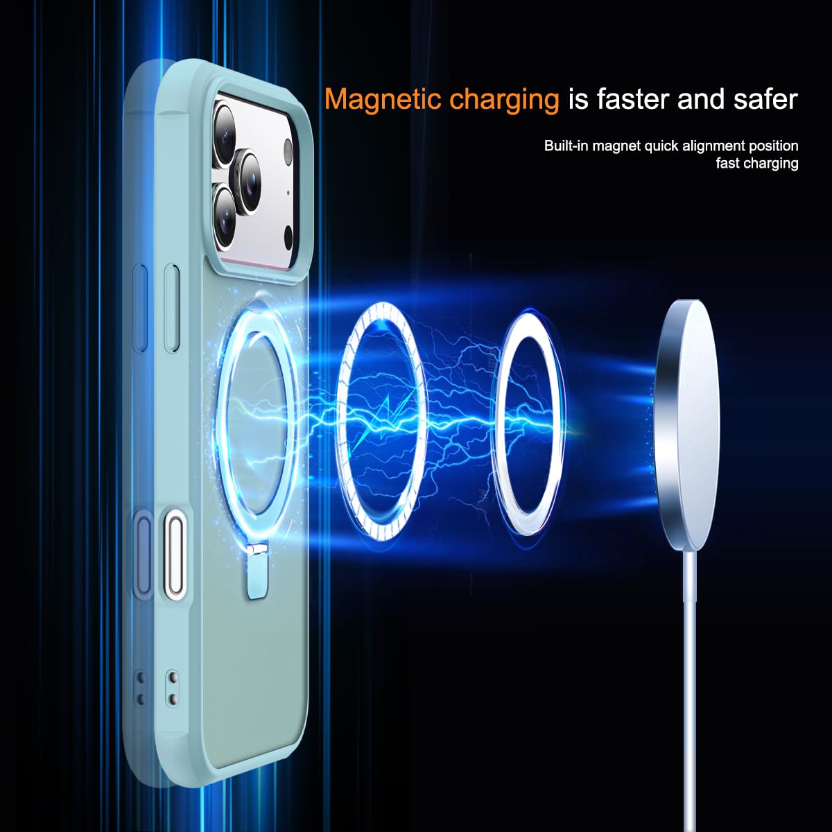SKYLMW Compatible with iPhone 17 Pro Case with Stand Blue - SKYLMW Official Imagery - 4