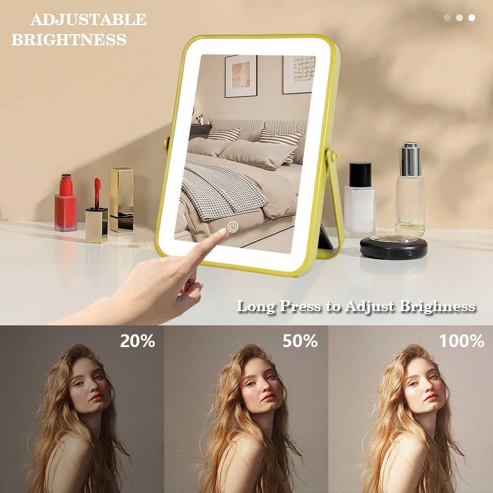 YEKKOPT Gold Rechargeable Makeup Mirror with Lights LED - YEKKOPT Official Imagery - 5