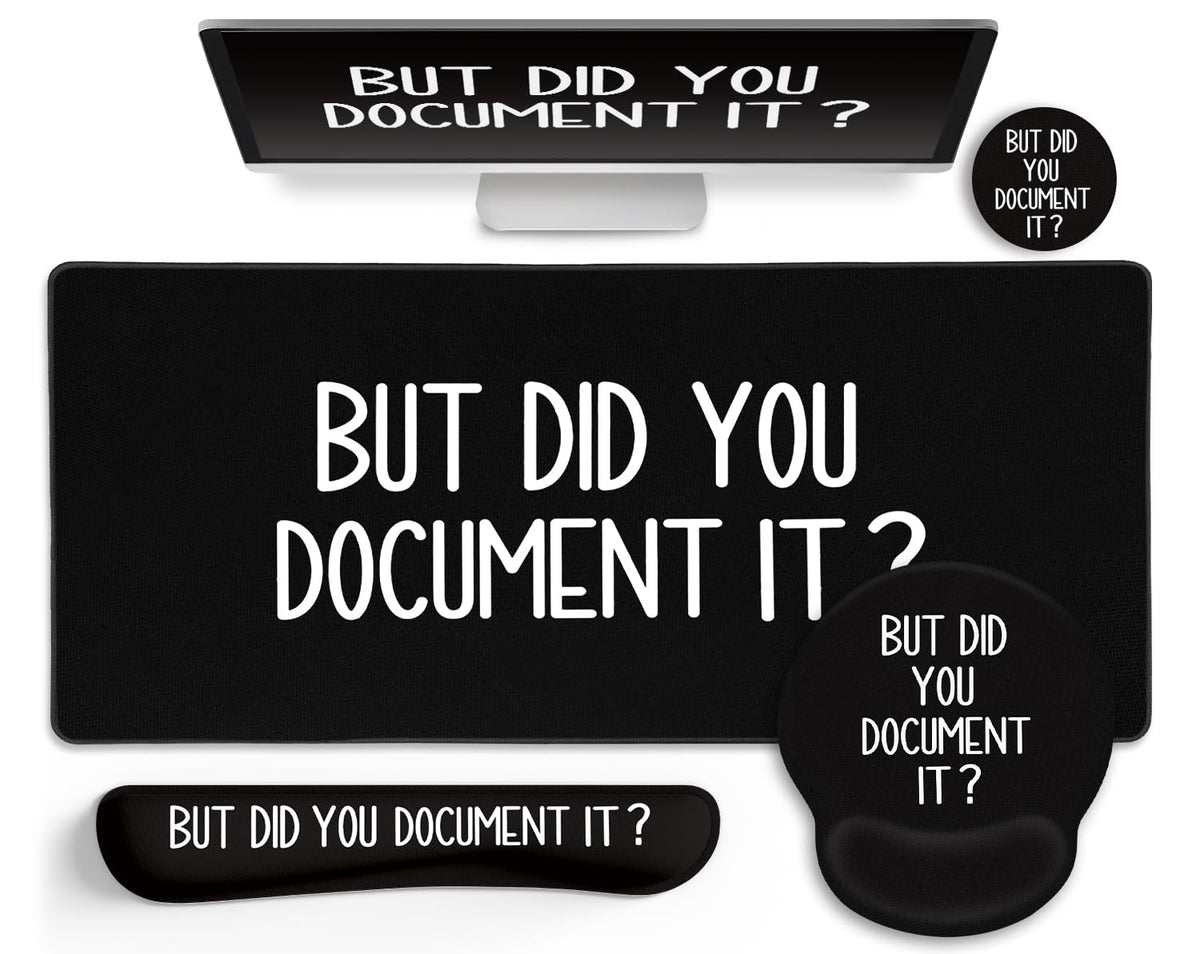 Black Mouse Pad Large Desk Mat Set But Did You Document It - LIMKRIAN Official Imagery - 1