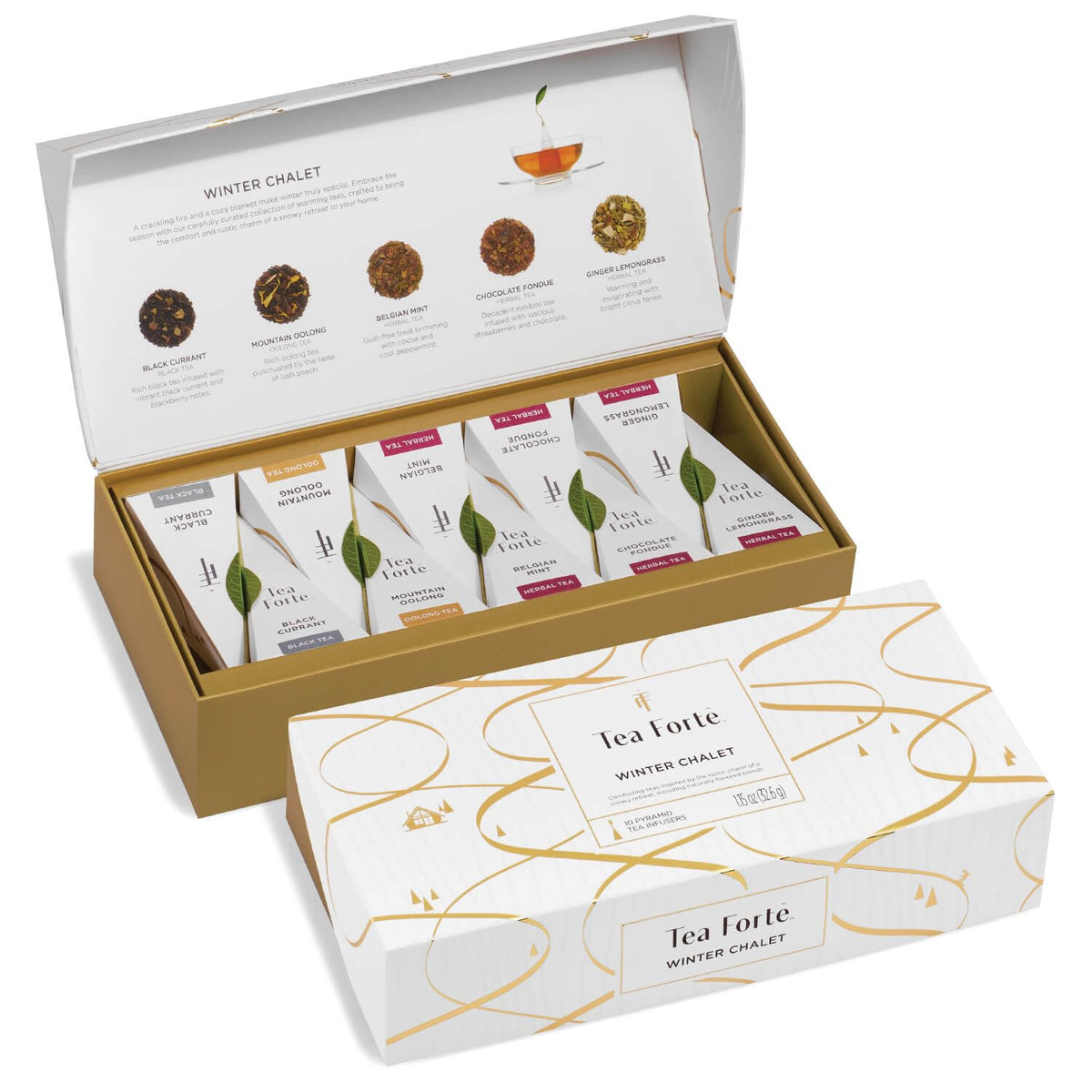 Tea Forte Tea Sampler 10 Pyramid Infuser Bags Premium Tea - Tea Forte Official Imagery - 2