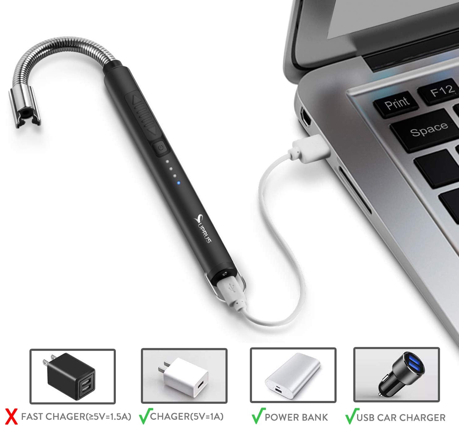 SUPRUS Electric Candle Lighter USB Type C Rechargeable Lighter Steel S - View 7