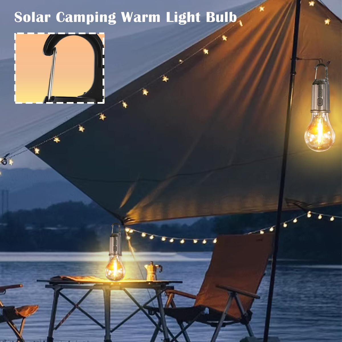 4 Pack Warm Solar Camping Lights LED Bulb Lanterns USB - MuMuLZRer Official Imagery - 4