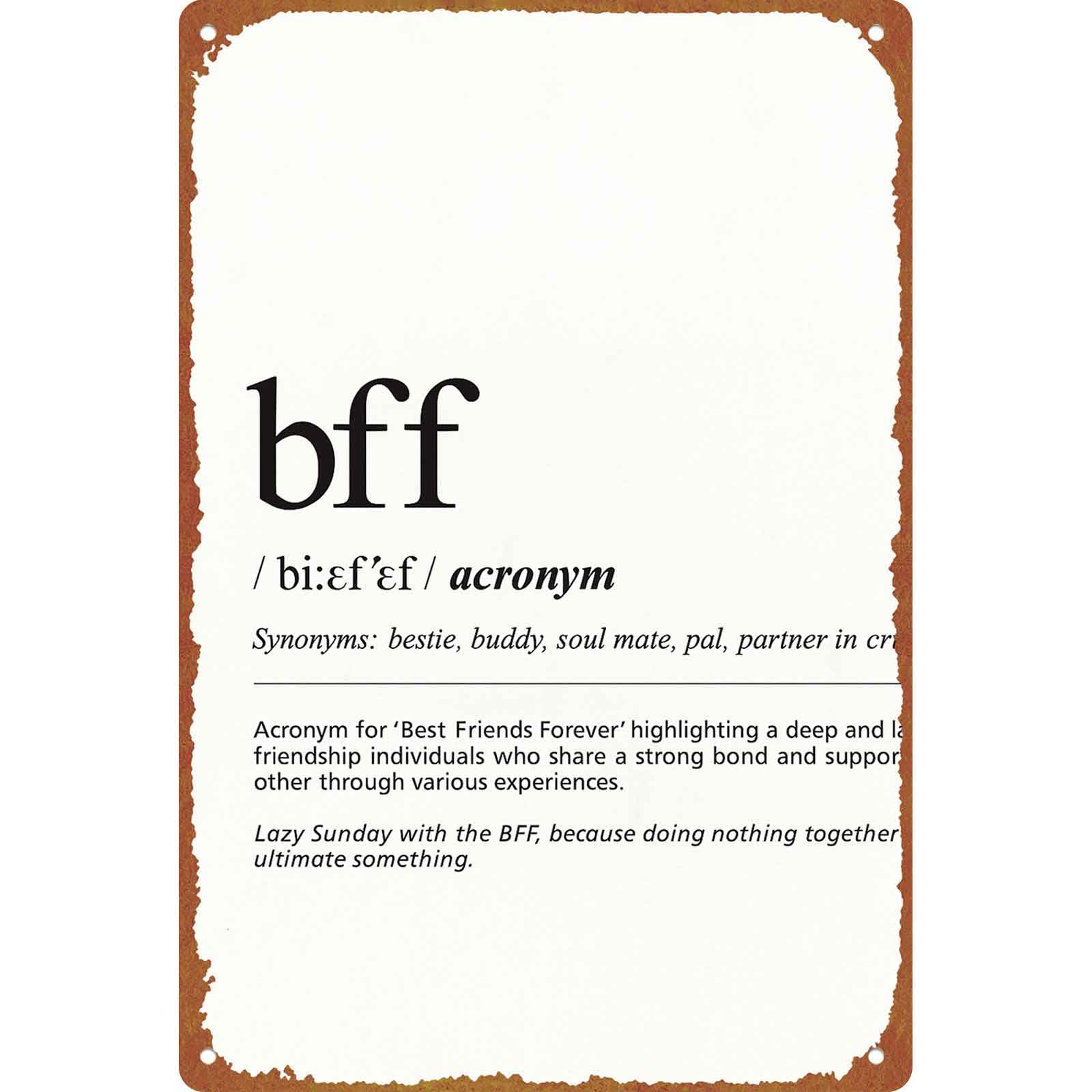 8x12 Inch Aluminum BFF Definition Print Sign, Best Friend - Product Imagery