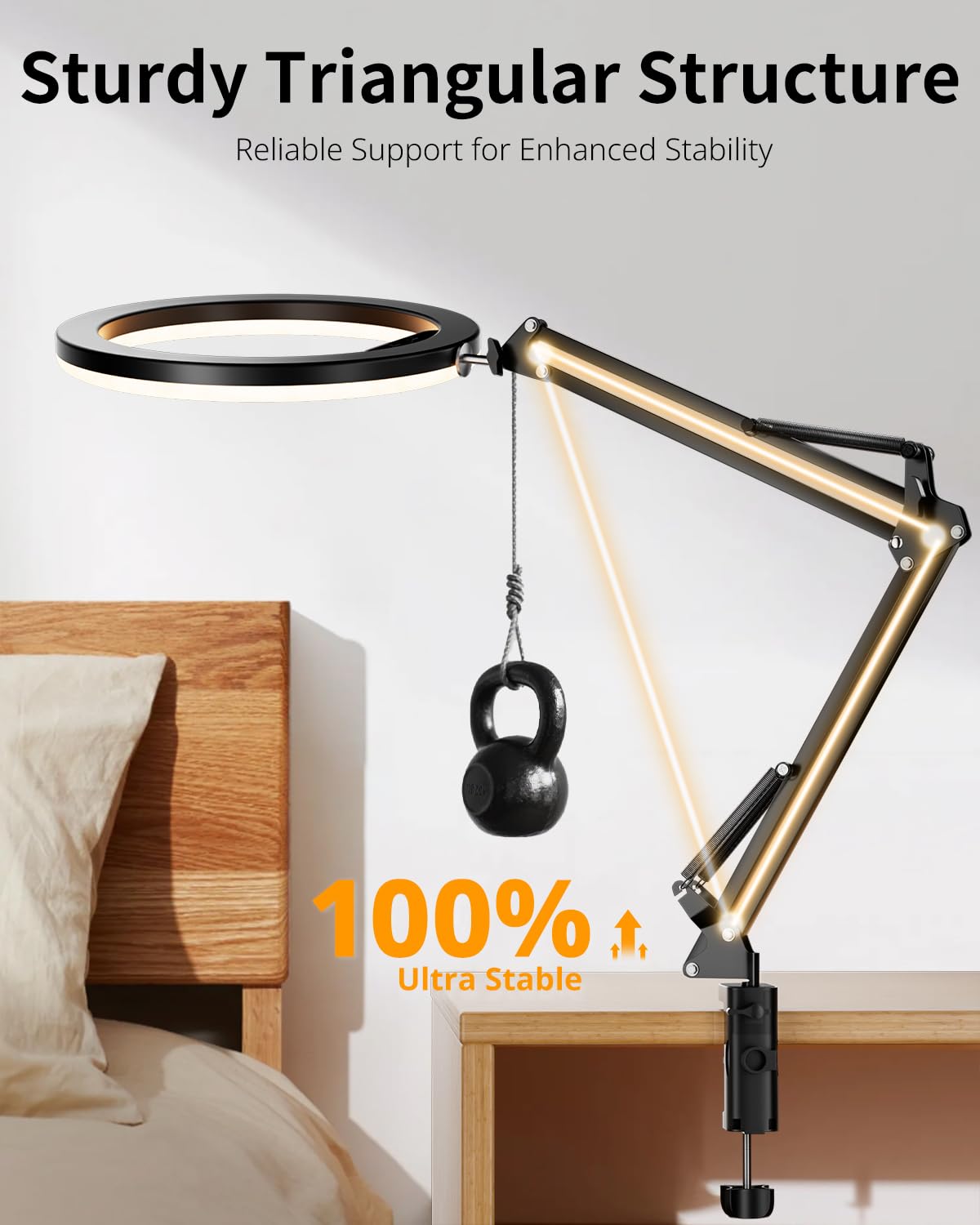 UBeesize 12 Ring Light with Overhead Phone Mount LED Selfie - UBeesize Official Imagery - 7