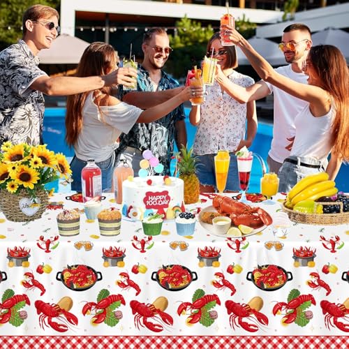 4 Pack Crawfish Boil Party Tablecloth, 51 x 86 Inches - Product Imagery