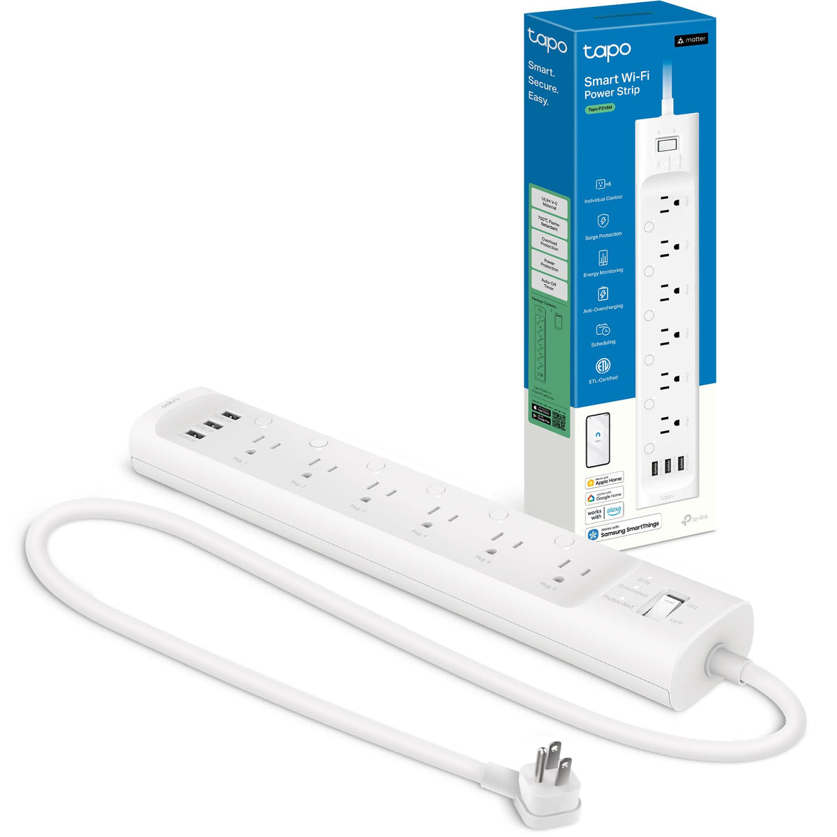 Tapo Smart Wi Fi Power Strip Matter P316M Energy Monitoring - Premium Selection Official Imagery - 1