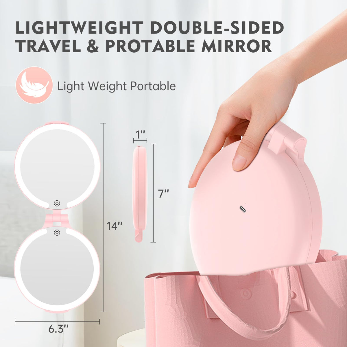 FUNTOUCH 7 Rechargeable Travel Makeup Mirror 10X Magnifying - FUNTOUCH Official Imagery - 3