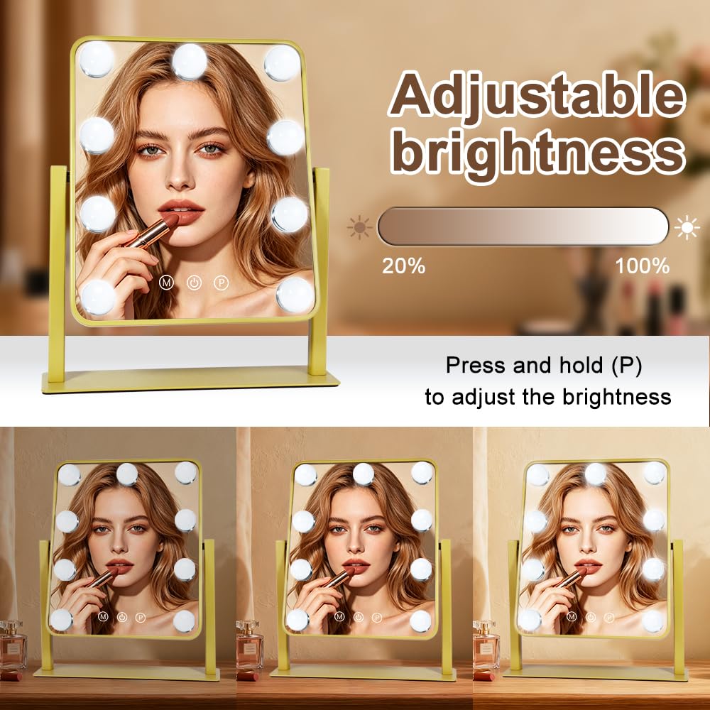 YEKKOPT 14 2 x12 Gold Vanity Makeup Mirror with Lights - YEKKOPT Official Imagery - 5