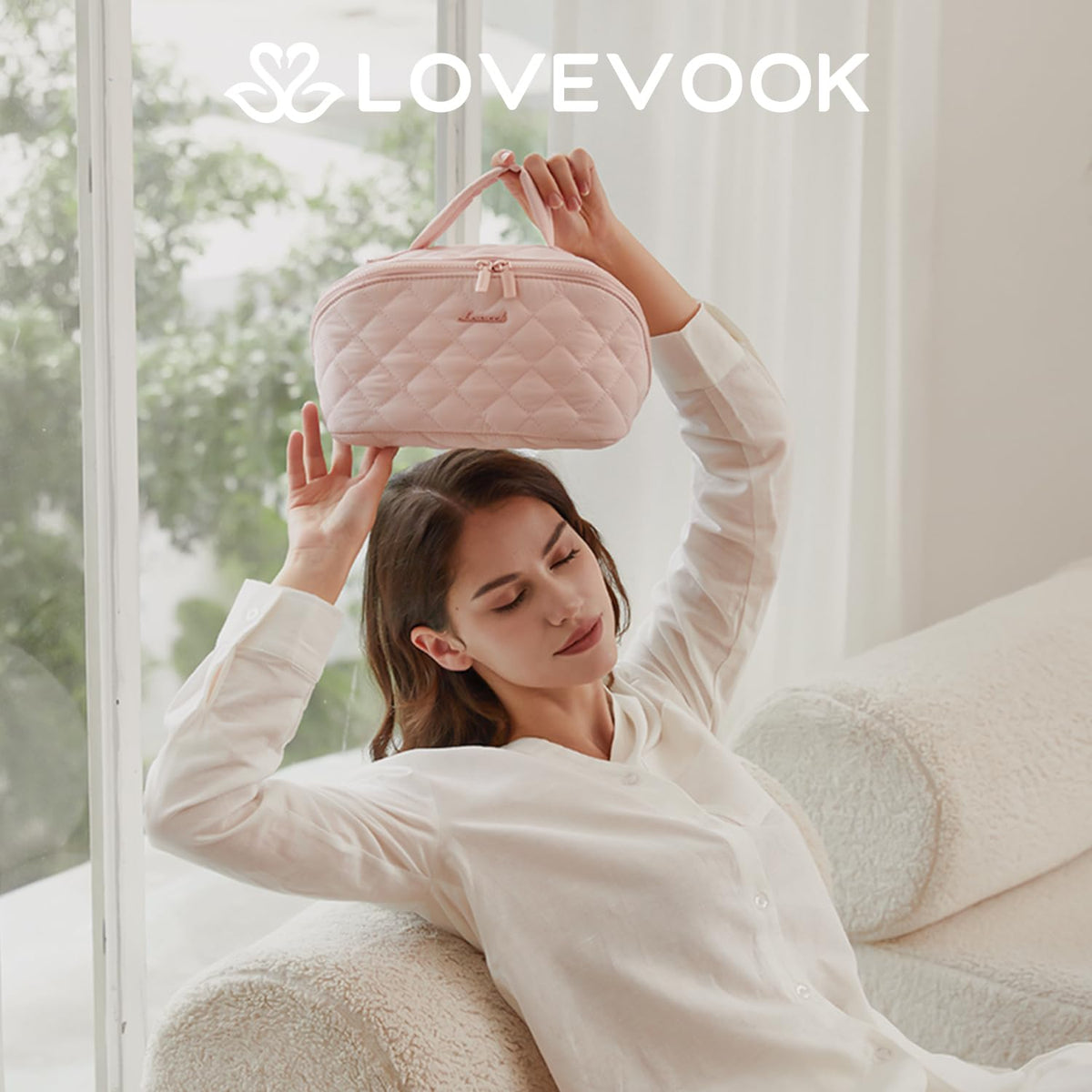 LOVEVOOK Travel Makeup Bag for Women 2Pcs Puffer Waterproof - LOVEVOOK Official Imagery - 4