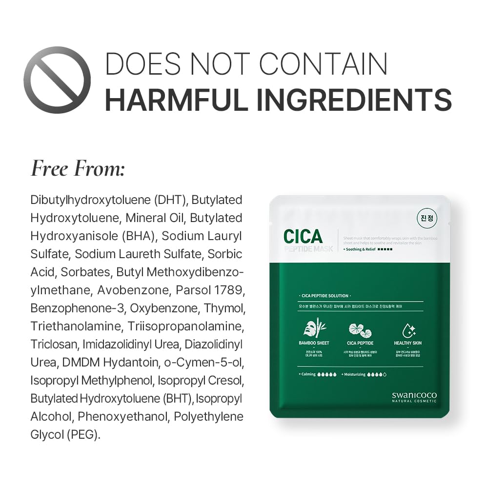 Cica Peptide Cellulose Bamboo Sheet Mask for Hydration &amp; - SWANICOCO