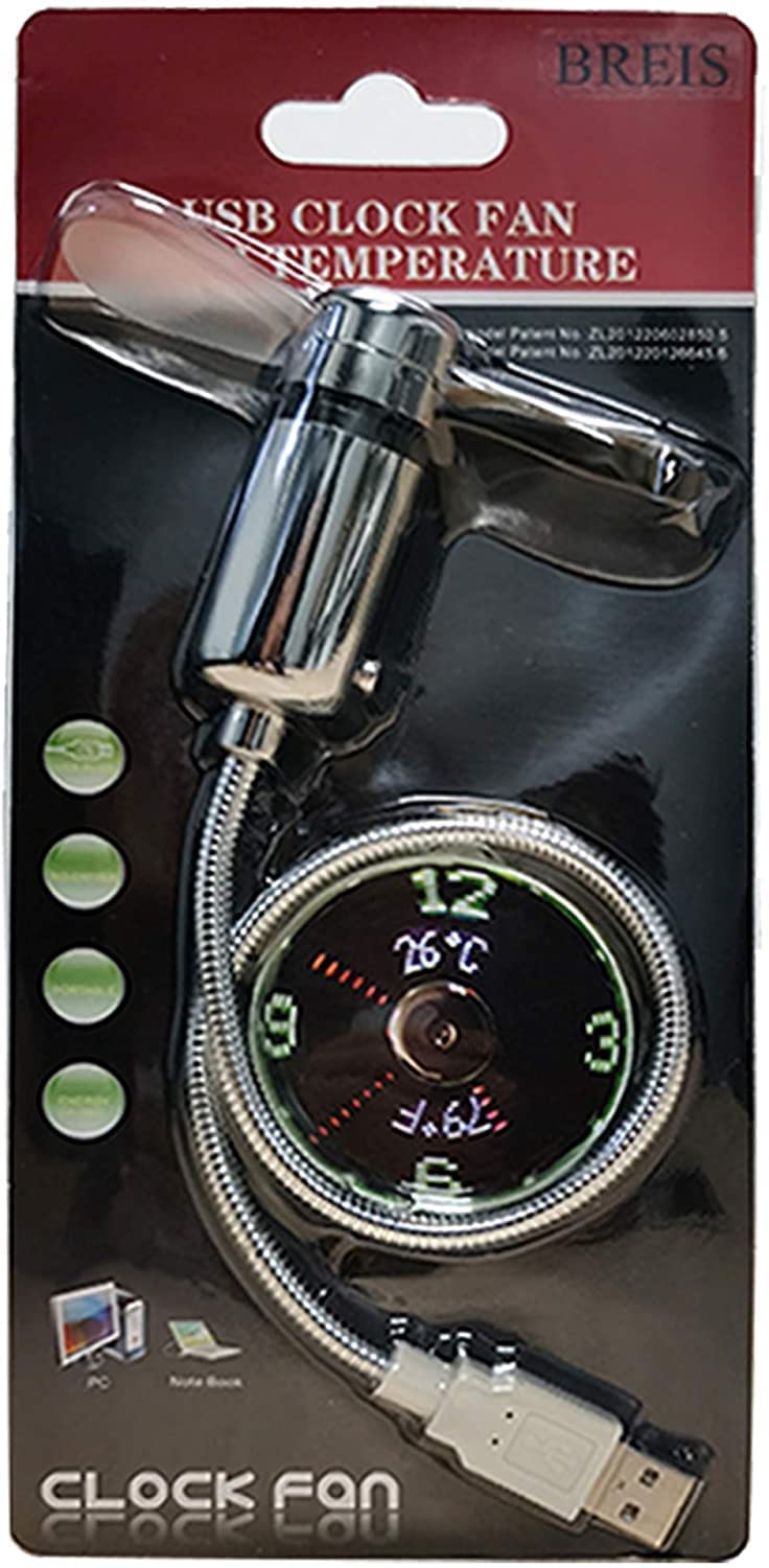 BREIS New USB Clock Fan with Real Time Clock and Temperature Display Function,Si - BREIS Official Product View 2