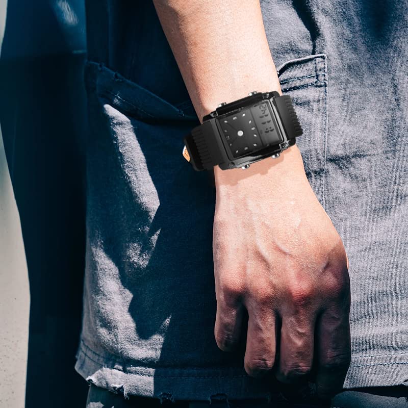 FANMIS Men's Rectangle Analog Digital Sports Watch 50M LED - Product Imagery