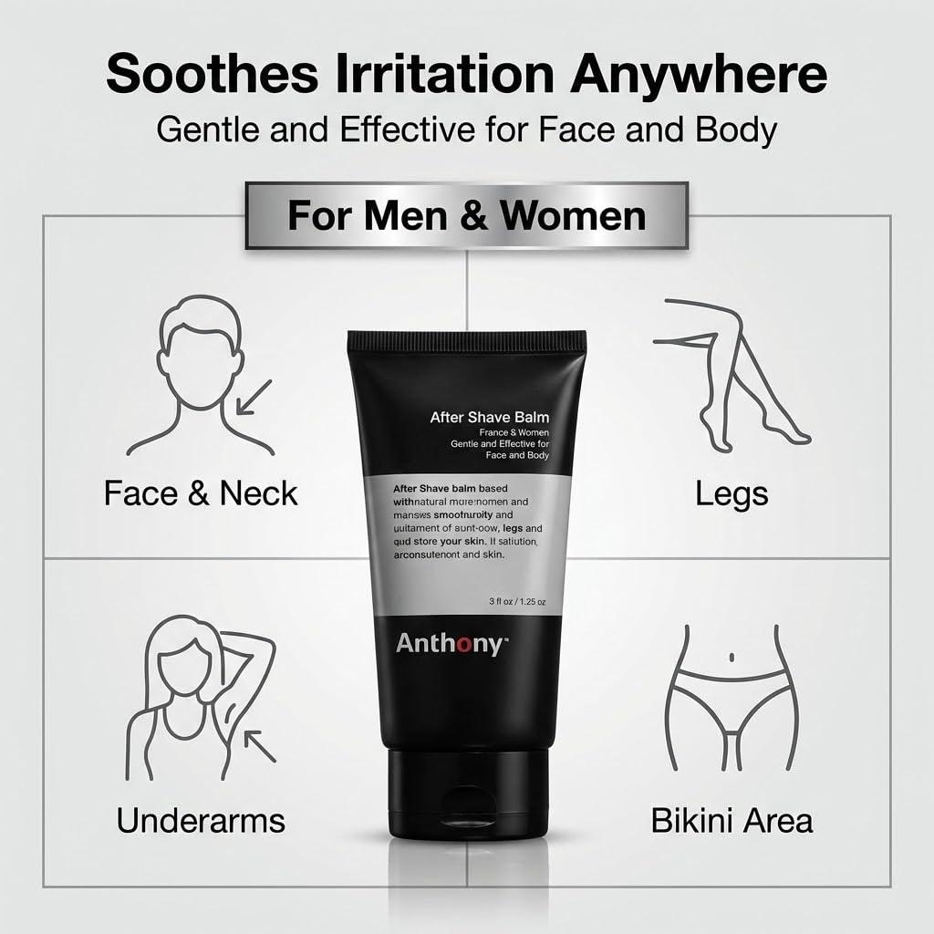 Anthony After Shave Balm for Men, Cooling & Hydrating Lotion with Vitamins A, C & E, Aloe Vera & Botanical Extracts, 3 fl oz, Aftershave Soothes, Moisturizes & Nourishes Skin, Reduces Razor Burn - Anthony Official Product View 8