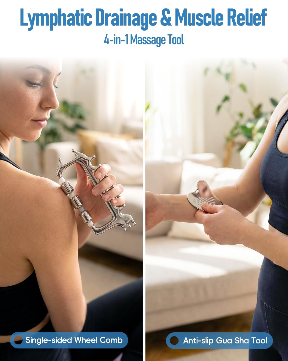 Yeamon Gua Sha Facial Tools Massager Set Stainless Steel - Yeamon Official Imagery - 3