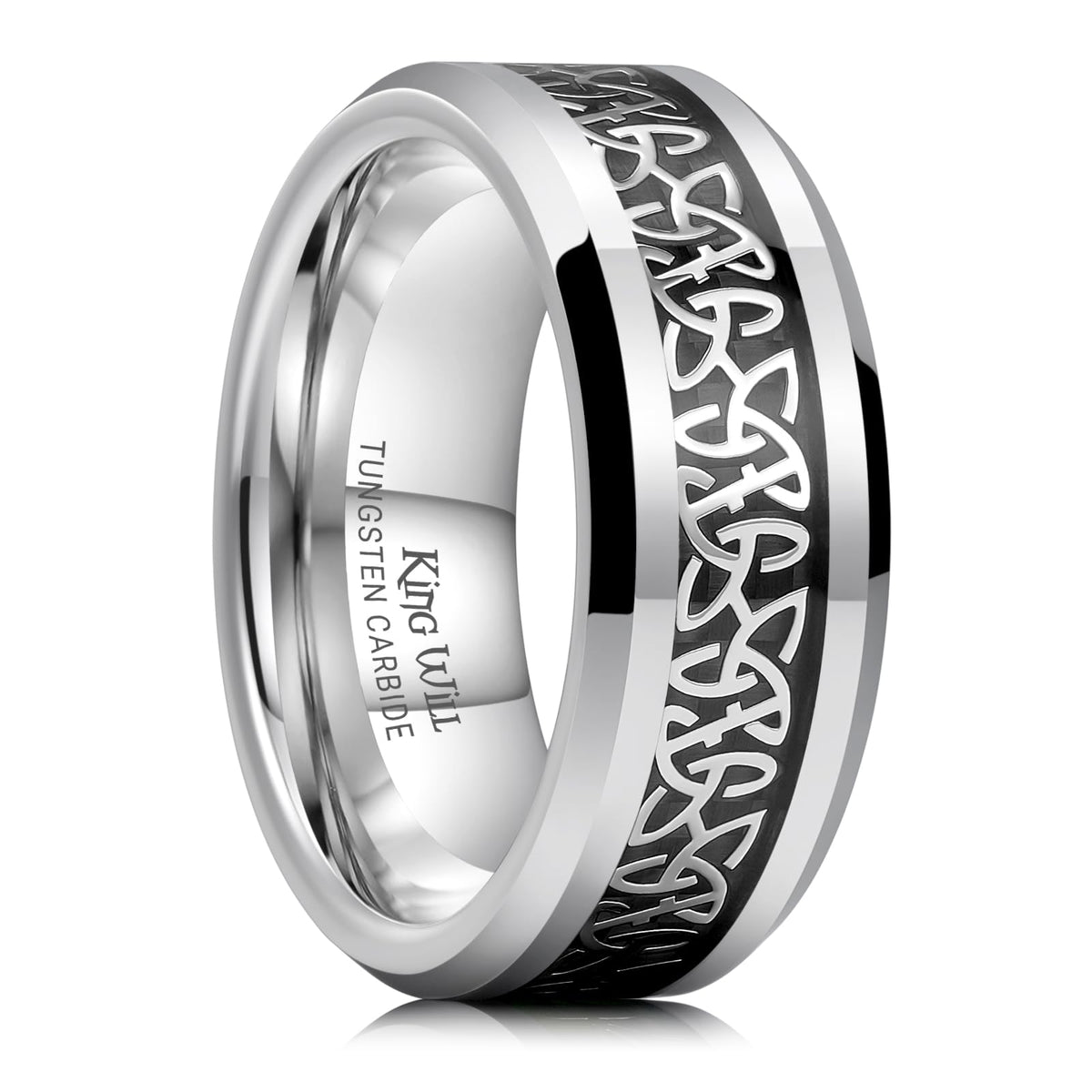 King Will Men s Celtic Claddagh Tungsten Rings Opal Carbon - King Will Official Imagery - 1