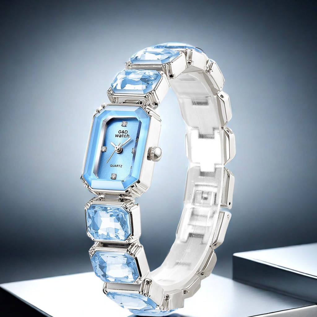 FANMIS Women s Luxury Crystal Bangle Watch Gemstone Bracelet - FANMIS Official Imagery - 4