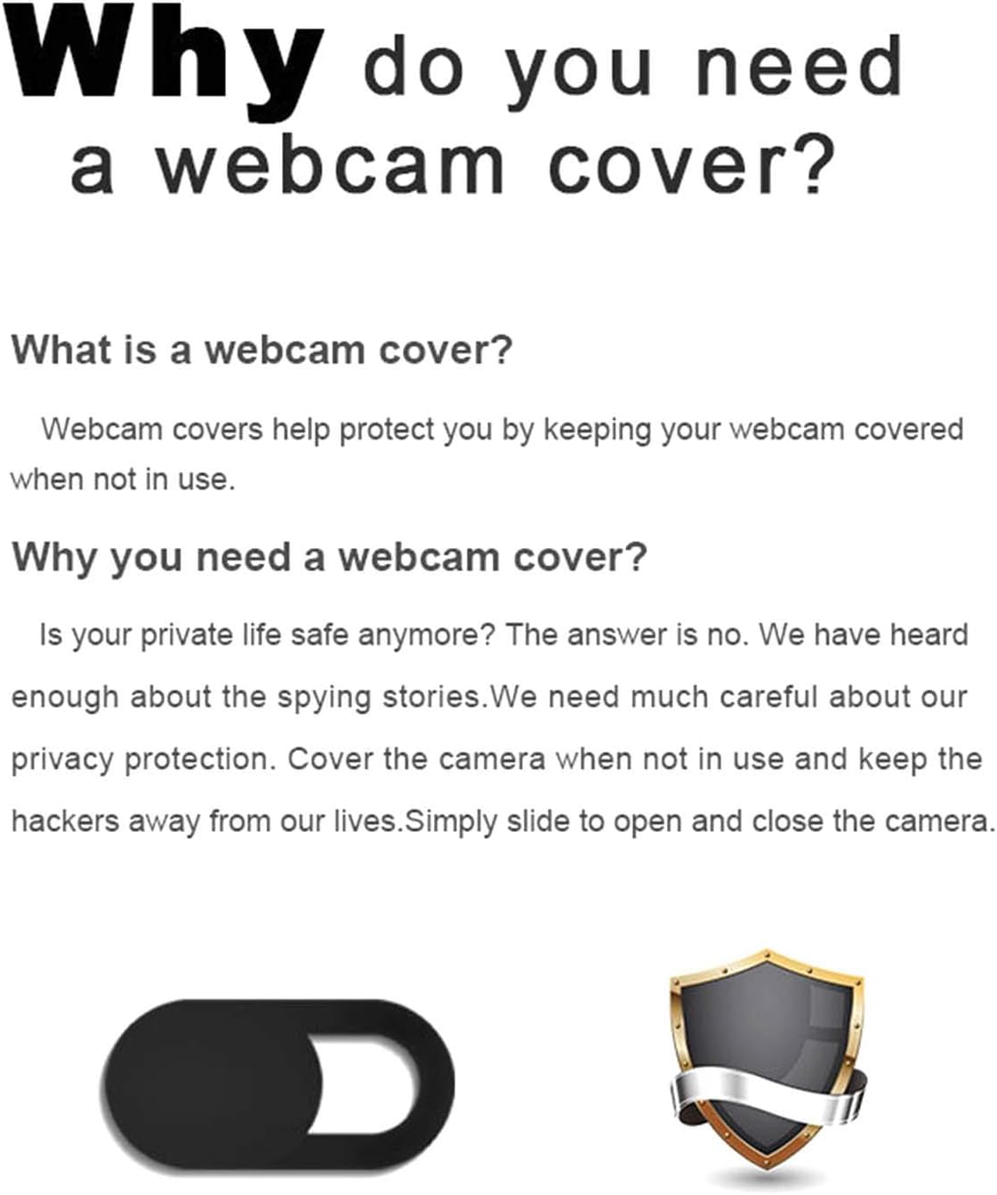 CaseHQ Laptop Camera Cover Slide, [12 Pack] Ultra-Thin Webcam Cover Compatible with MacBook,Laptop,PC,Computer,iMac,iPad, iPhone Cell Phone etc. 0.027in Thick Sliding Cover Web Blocker Black