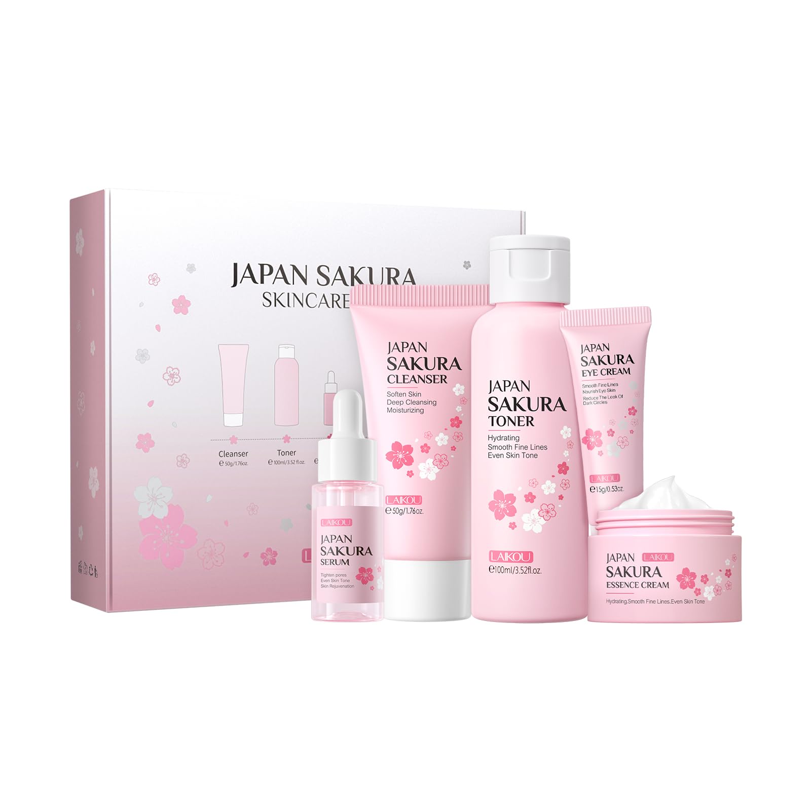 LAIKOU Skin Care Set JAPAN SAKURA Women Beauty Gift Sets Skin Care Kit 5pcs - LAIKOU Official Product View 1