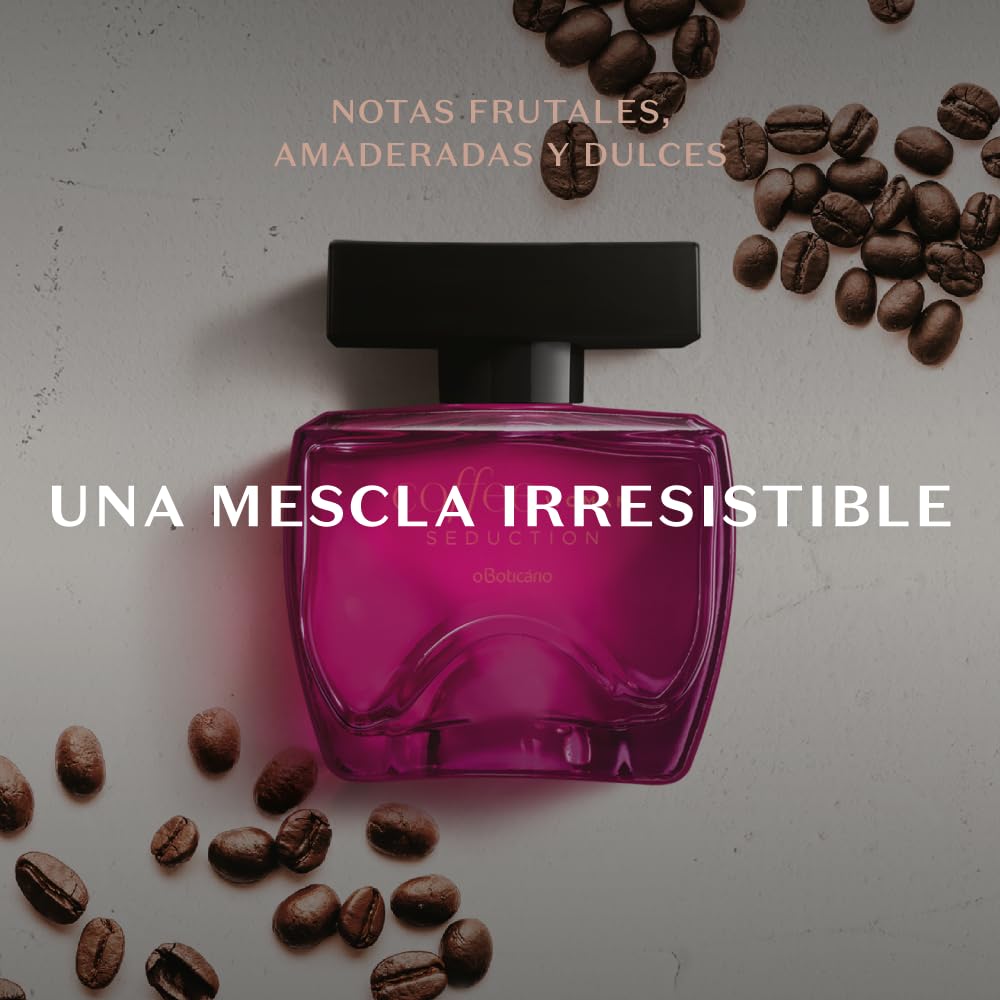O Boticario Coffee Woman Seduction Eau de Toilette bottle, long-lasting perfume for women with a sleek design and rich coffee scent.