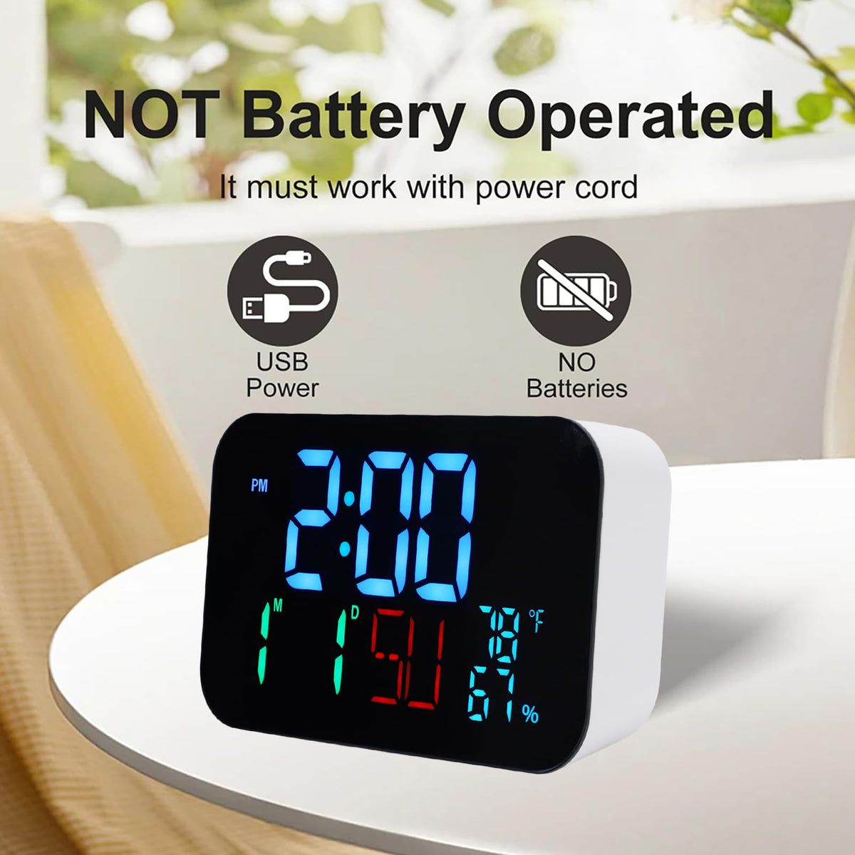 Smart Clock Real Time Time Date Weekday Display Large LED - ZAICOLER Official Imagery - 4