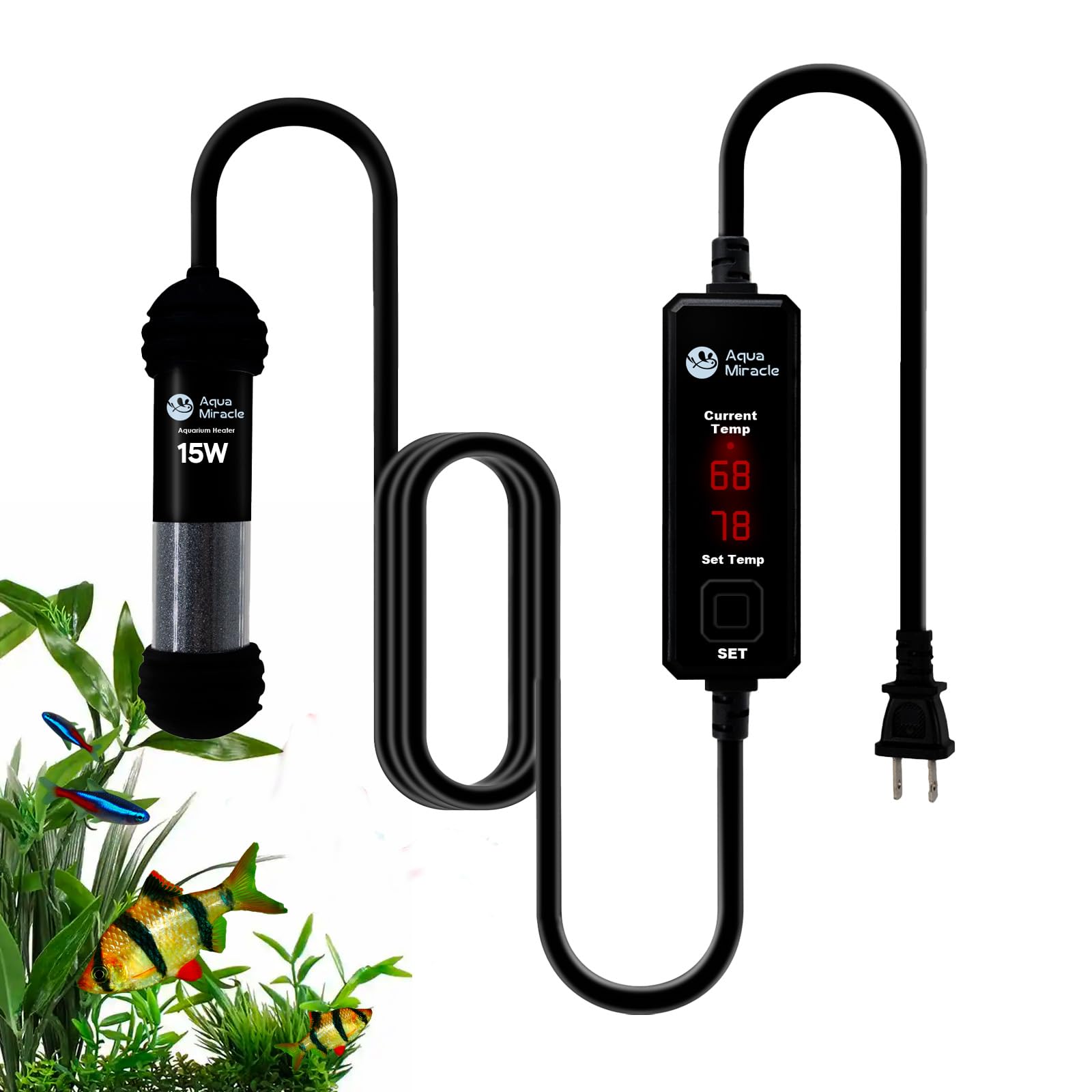 AquaMiracle 100W Small Aquarium Heater Fish Heater, Super Mini Fi - AquaMiracle Official Product View 9