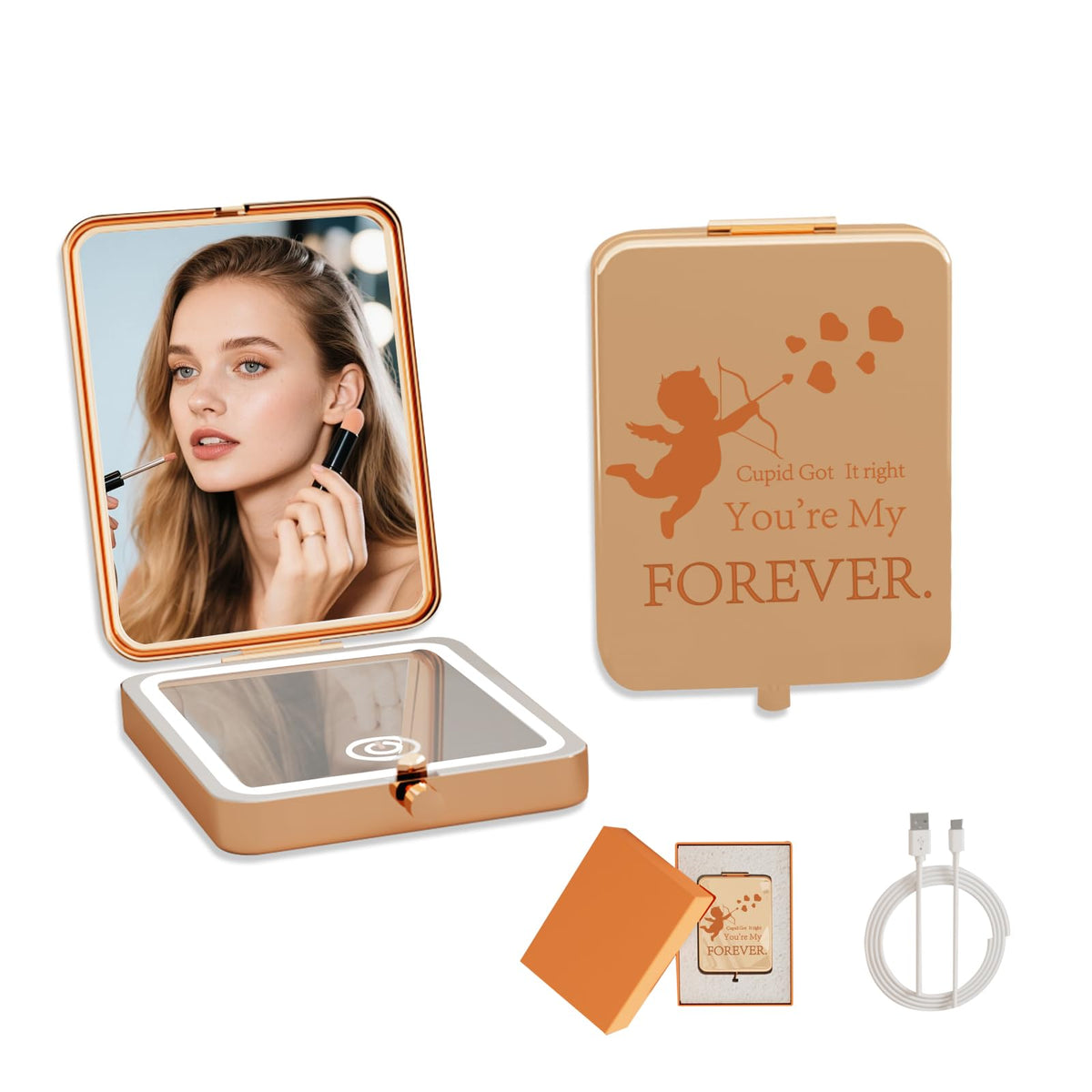 LED Lighted Travel Makeup Mirror 1x 3x Magnification - PDOZV Official Imagery - 1